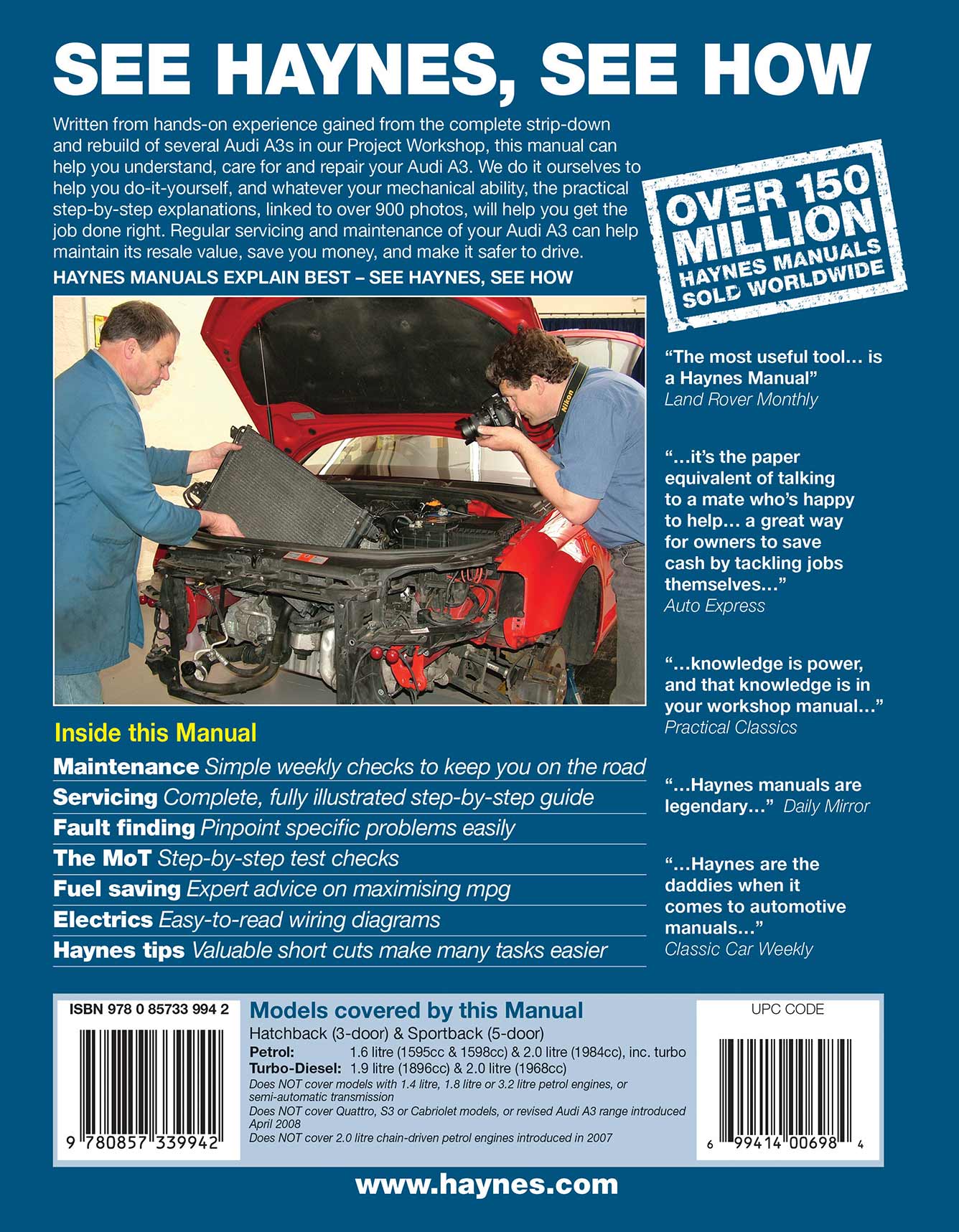 Audi A3 Petrol & Diesel (Jun 2003-Mar 2008) Haynes Repair Manual