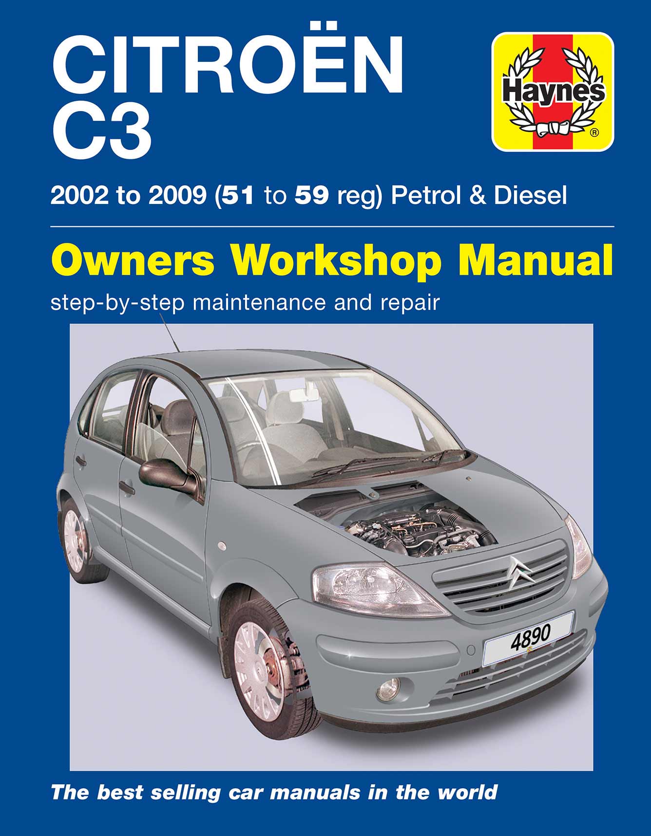 Citroen C3 Petrol & Diesel (2002-2009) Haynes Repair Manual Printed Book Front Cover