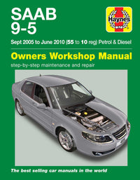 Saab 9-5 (Sep 2005-Jun 2010) Haynes Repair Manual Printed Book Front Cover