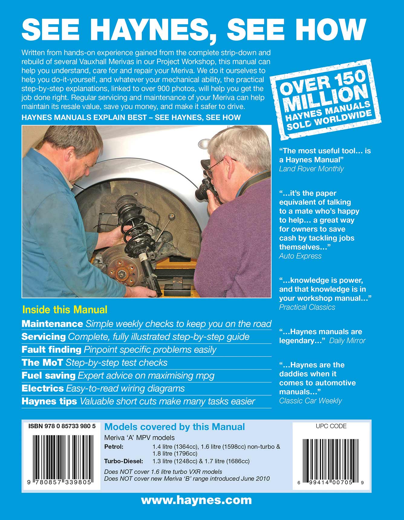 Vauxhall/Opel Meriva Petrol & Diesel (2003-May 2010) Haynes Repair Manual