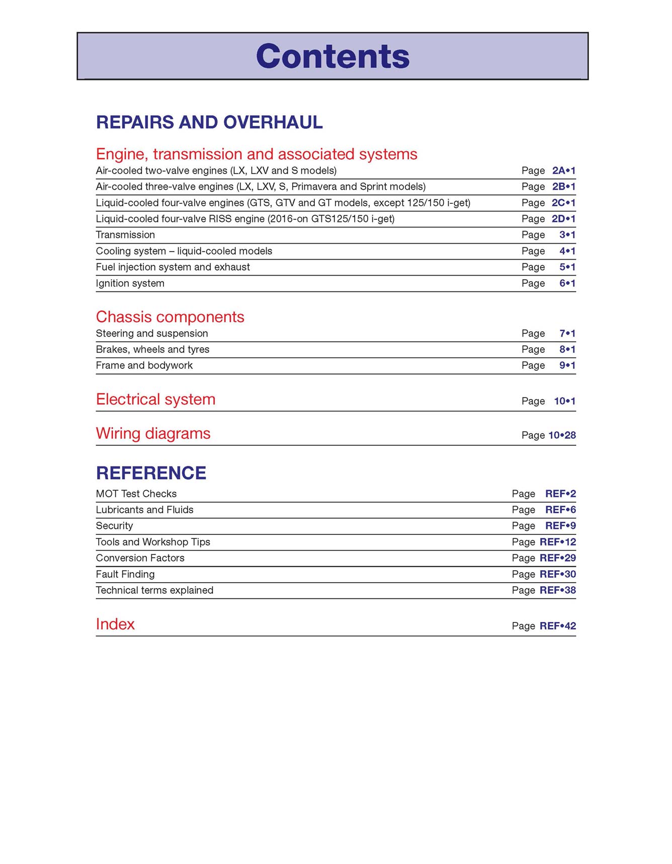 Vespa GTS, GTV, LX & S 125 to 300 (2005-2018) Haynes Repair Manual