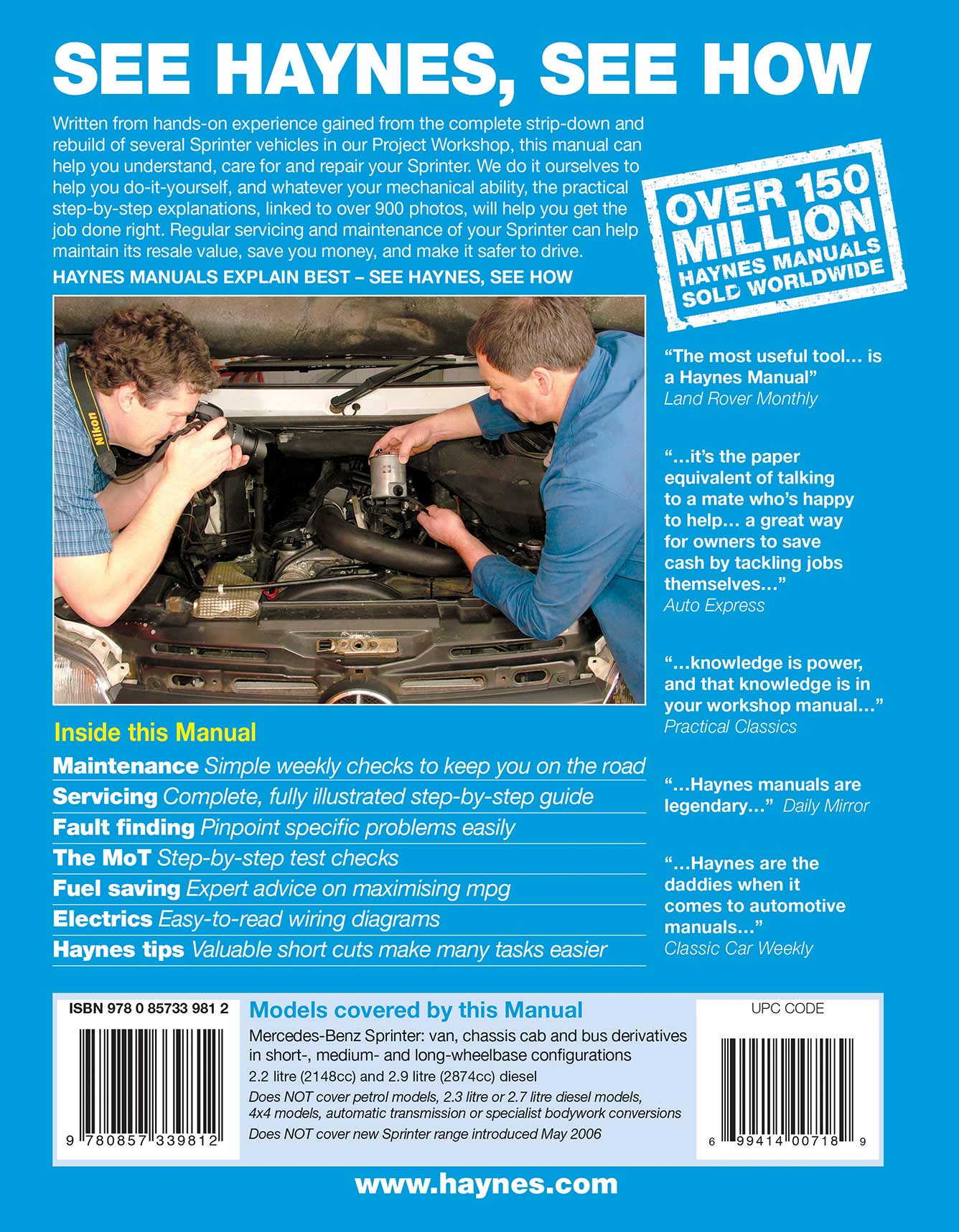 Mercedes-Benz Sprinter Diesel (1995-Apr 2006) Haynes Repair Manual