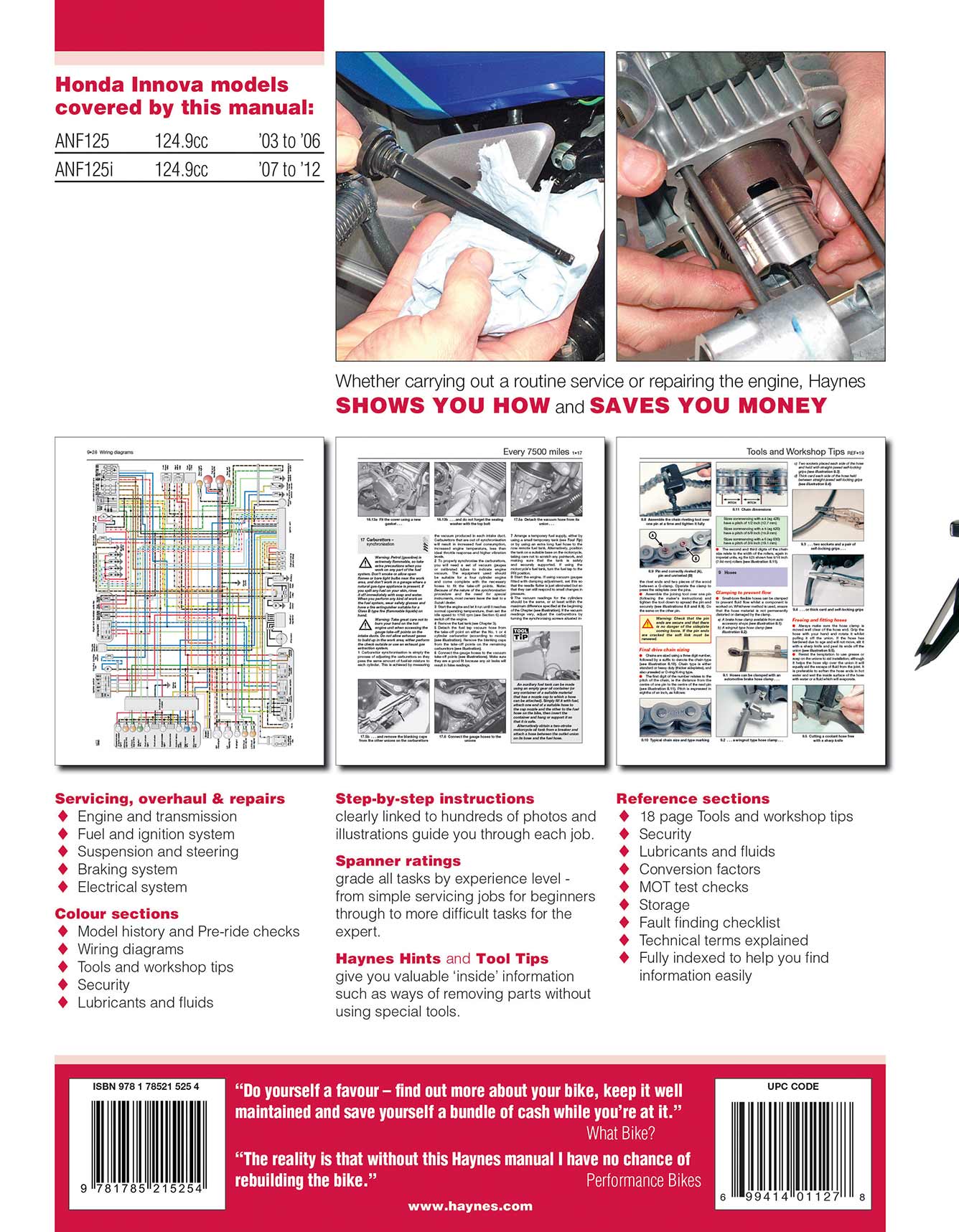 Honda ANF125 Innova Scooter (2003-2012) Haynes Repair Manual