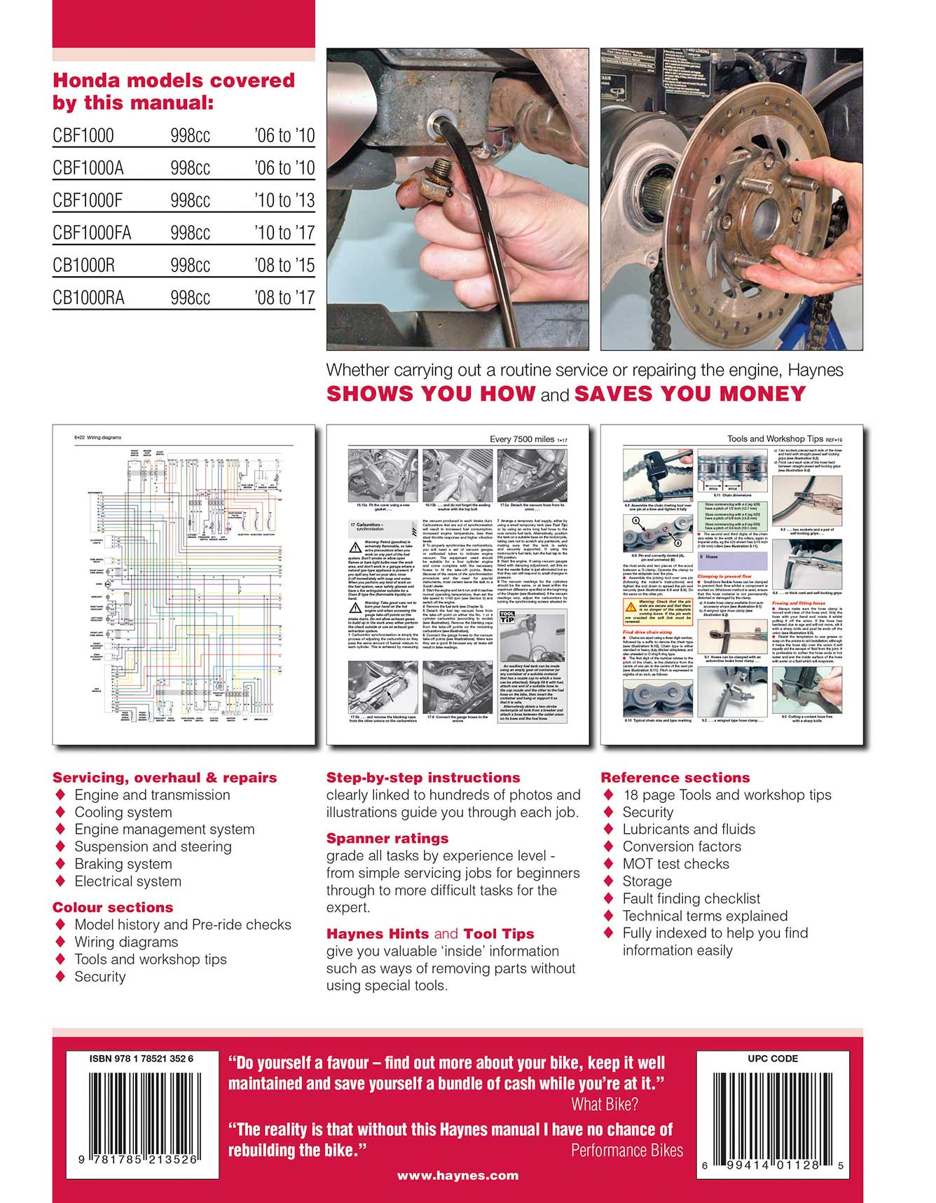 Honda CBF1000 (2006-2010), CBF1000F (2011-2017) & CB1000R (2008-2017) Haynes Repair Manual