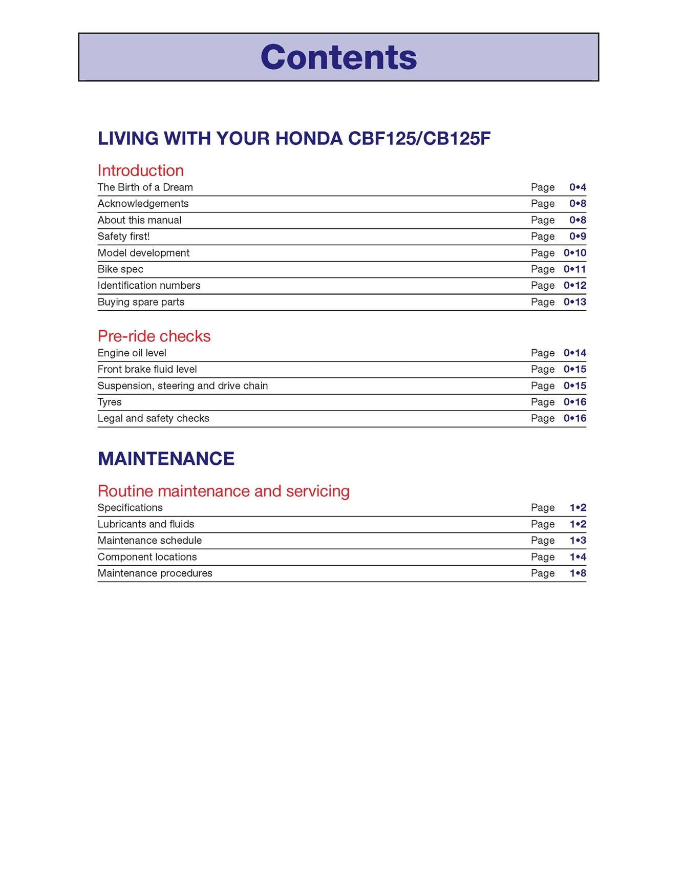 Honda CBF125 (2009-2017) Haynes Repair Manual
