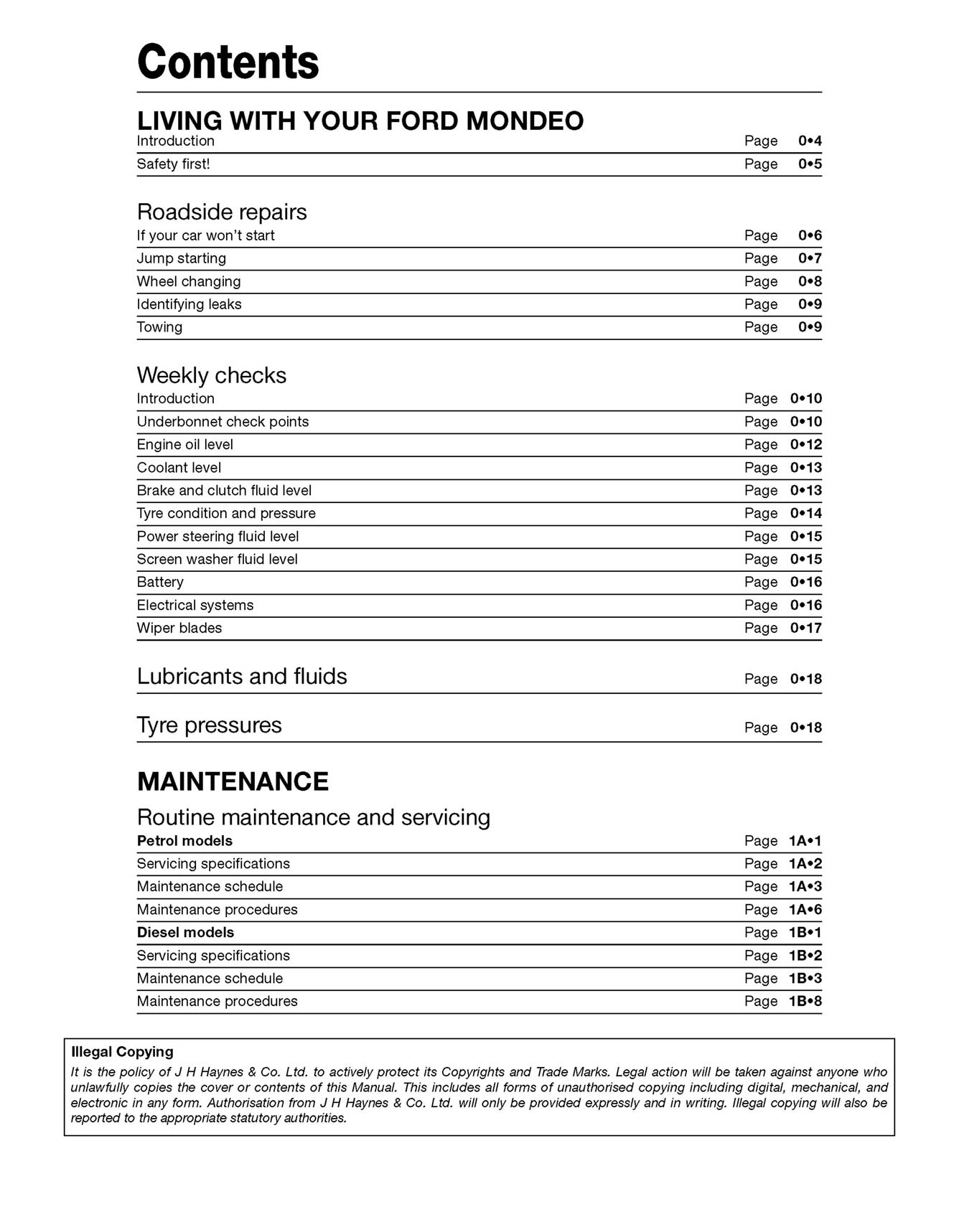 Ford Mondeo Petrol & Diesel (Apr 2007-2014) Haynes Repair Manual