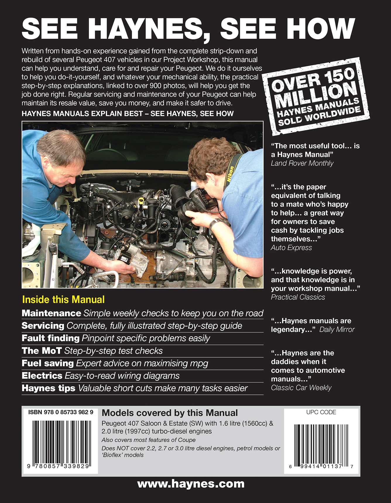 Peugeot 407 Diesel (2004-2011) Haynes Repair Manual