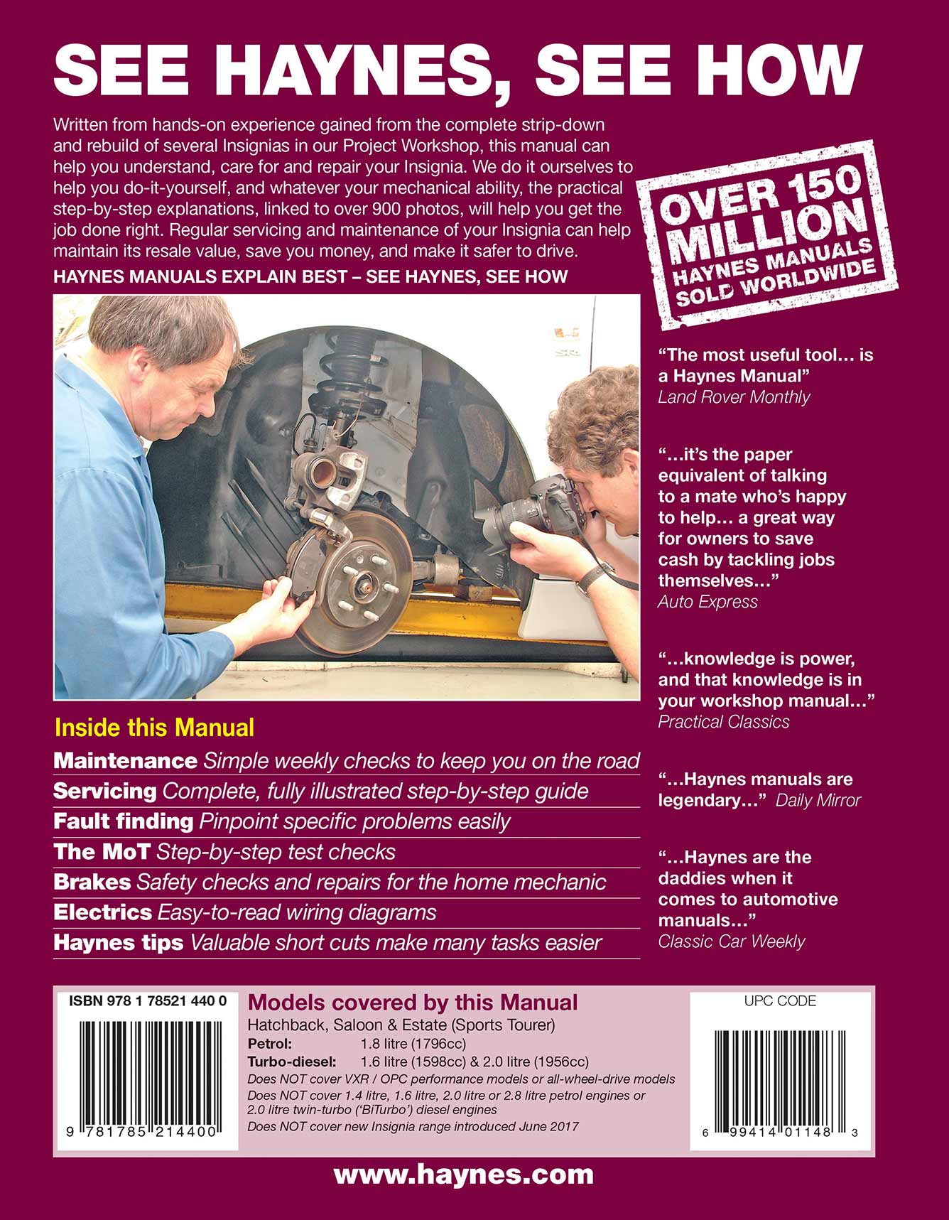 Vauxhall/Opel Insignia Petrol & Diesel (2008-2017) Haynes Repair Manual