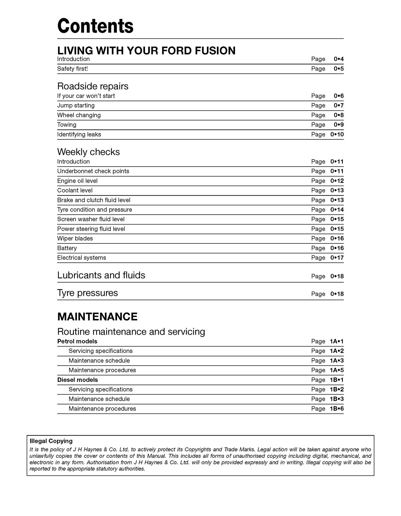 Ford Fusion Petrol & Diesel (2002-2012) Haynes Repair Manual