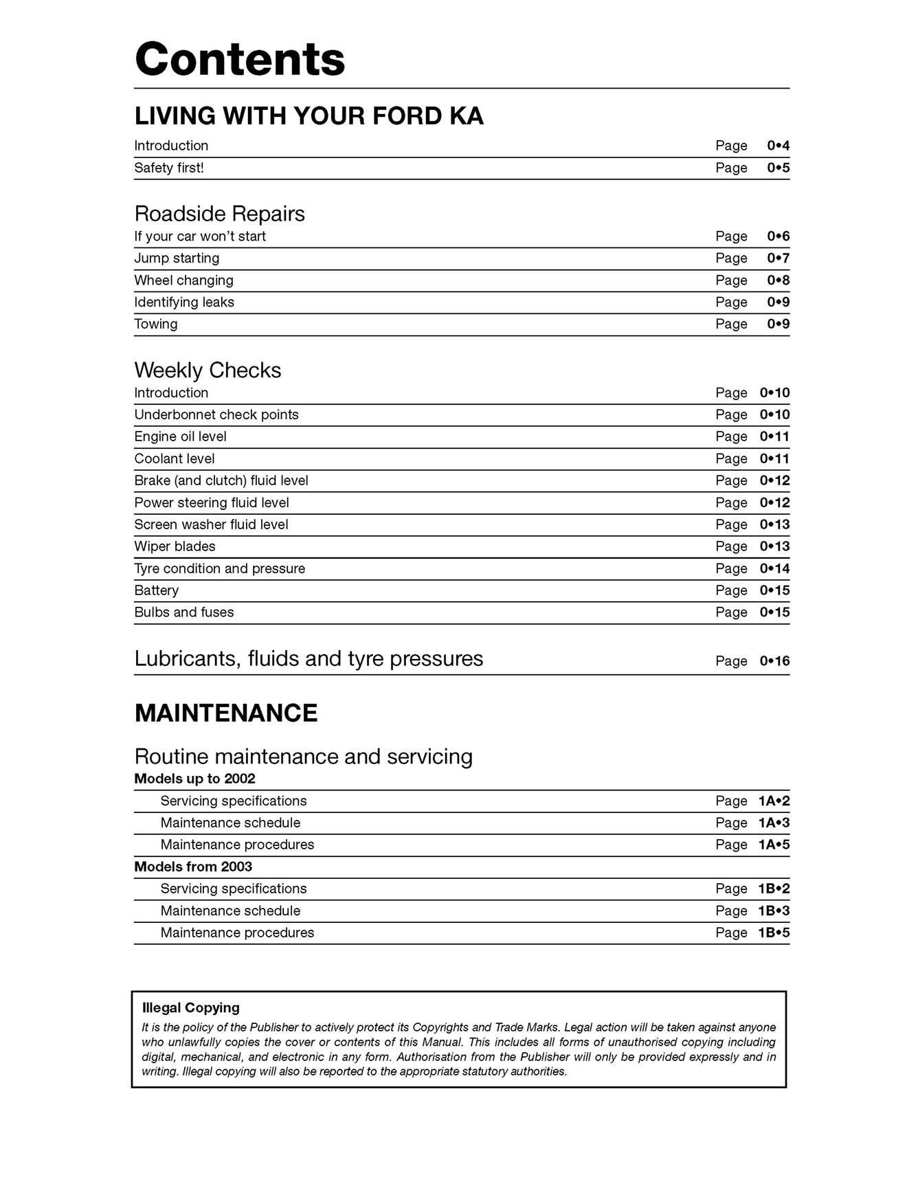 Ford Ka (1996-2008) Haynes Repair Manual