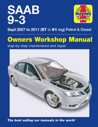 SAAB 9-3 Petrol & Diesel (2007-2011) Haynes Repair Manual Printed Book Front Cover