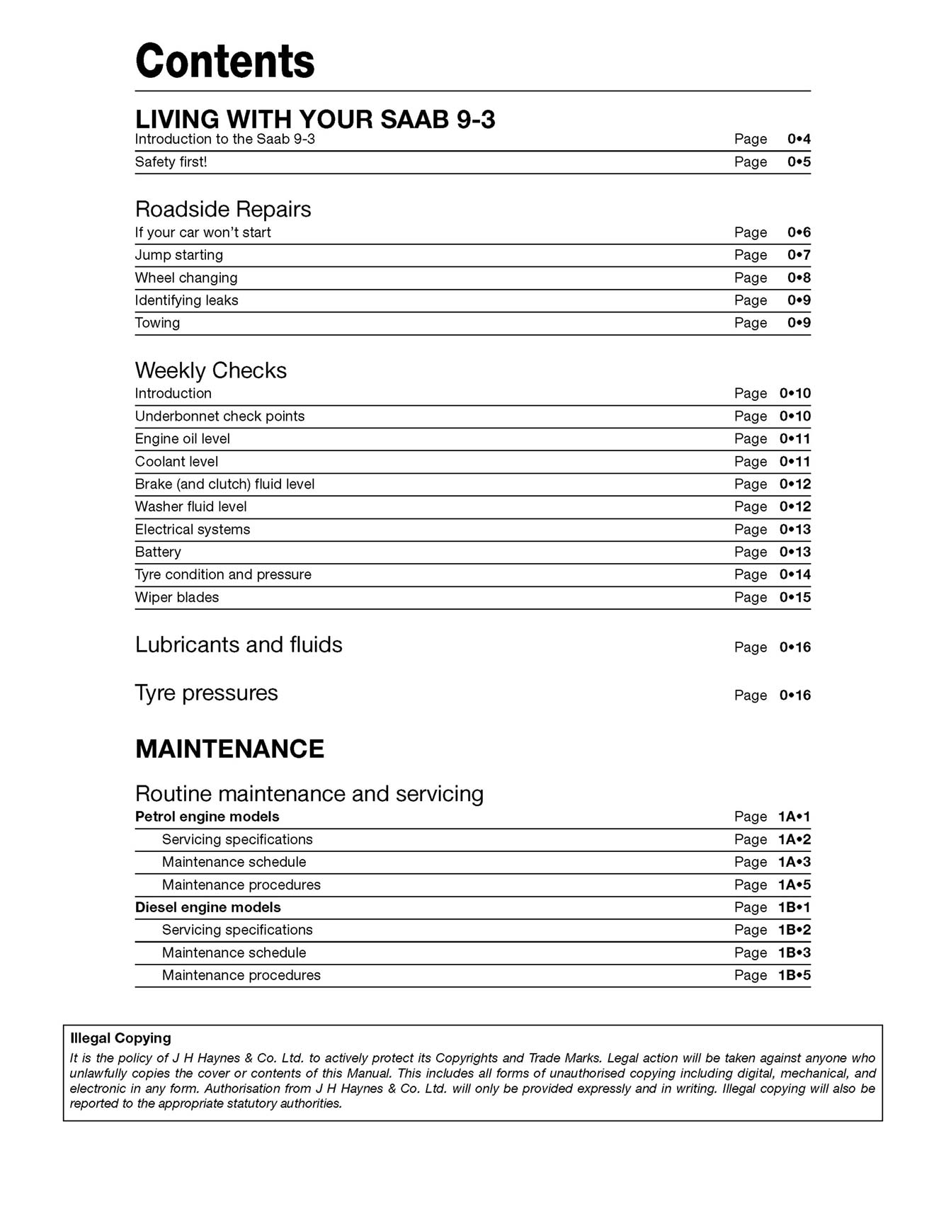 SAAB 9-3 Petrol & Diesel (2007-2011) Haynes Repair Manual