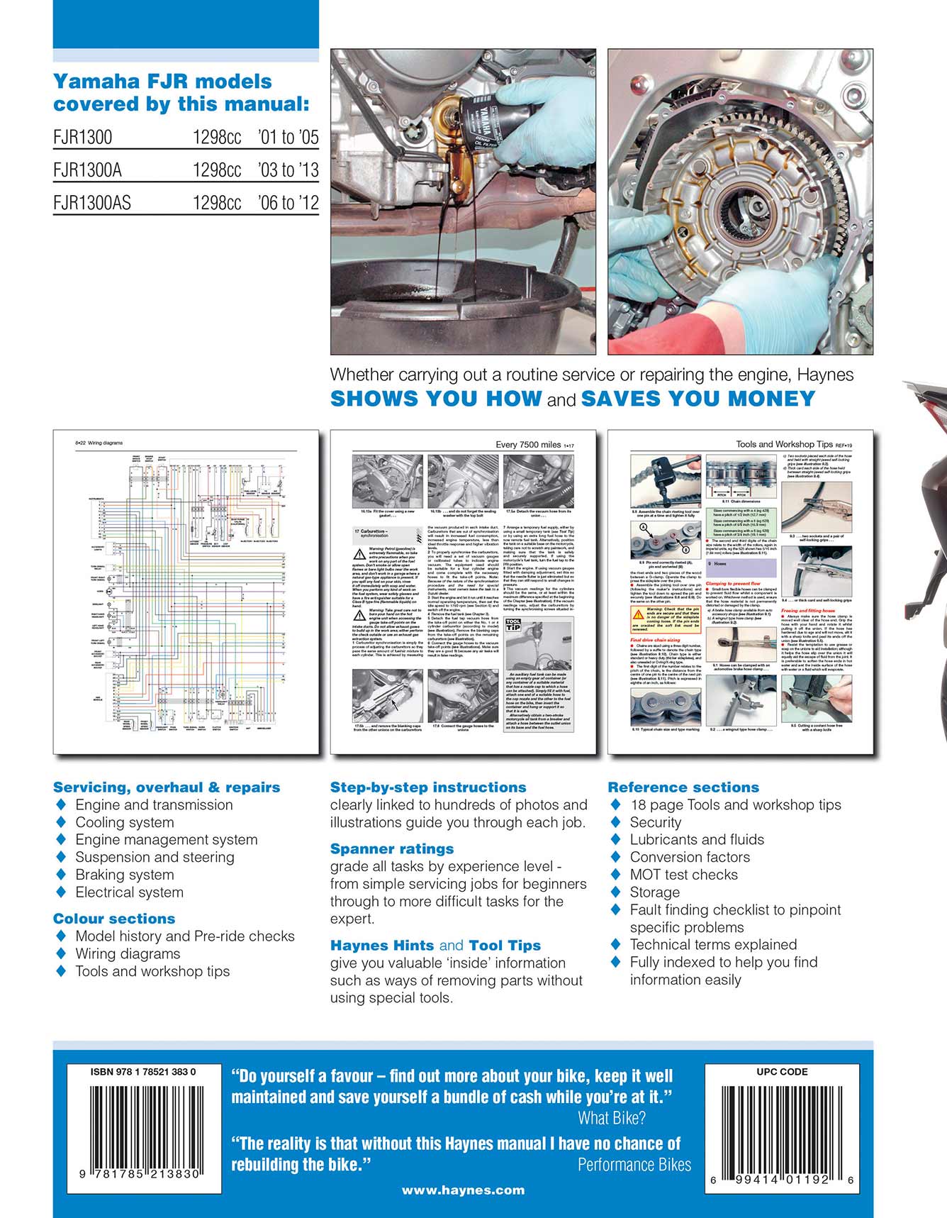 Yamaha FJR1300 (2001-2013) Haynes Repair Manual