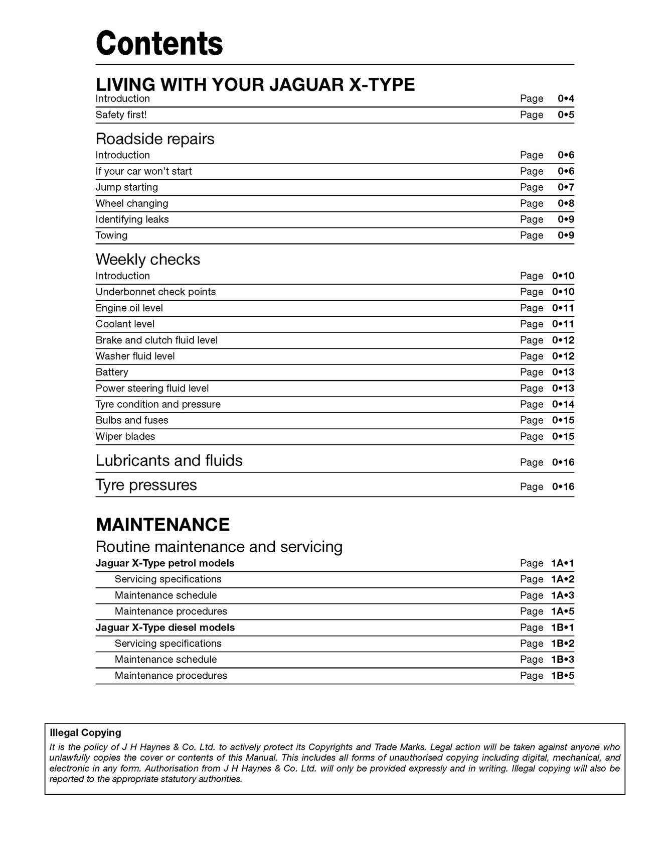 Jaguar X Type Petrol & Diesel (2001-2011) Haynes Repair Manual