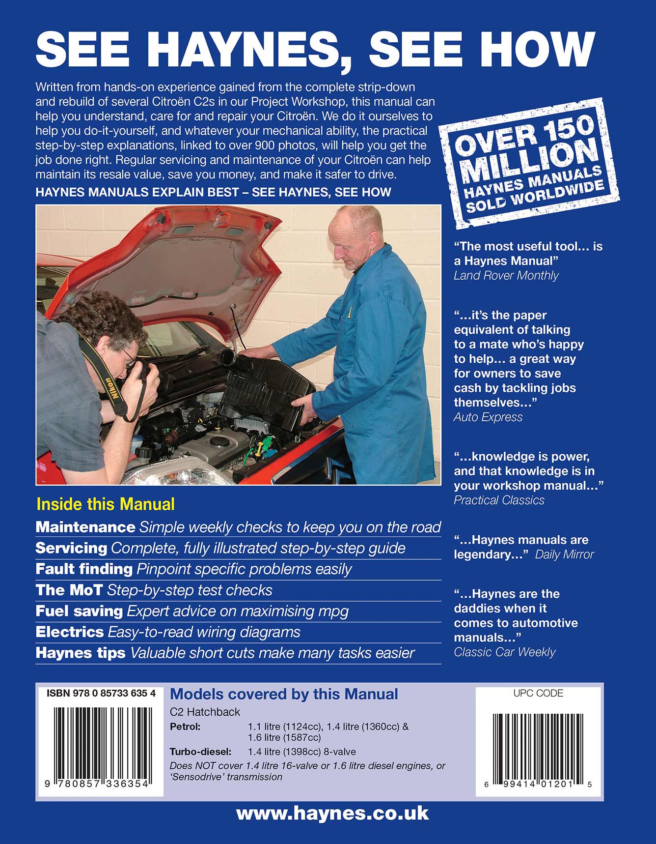 Citroen C2 Petrol & Diesel (2003-2010) Haynes Repair Manual