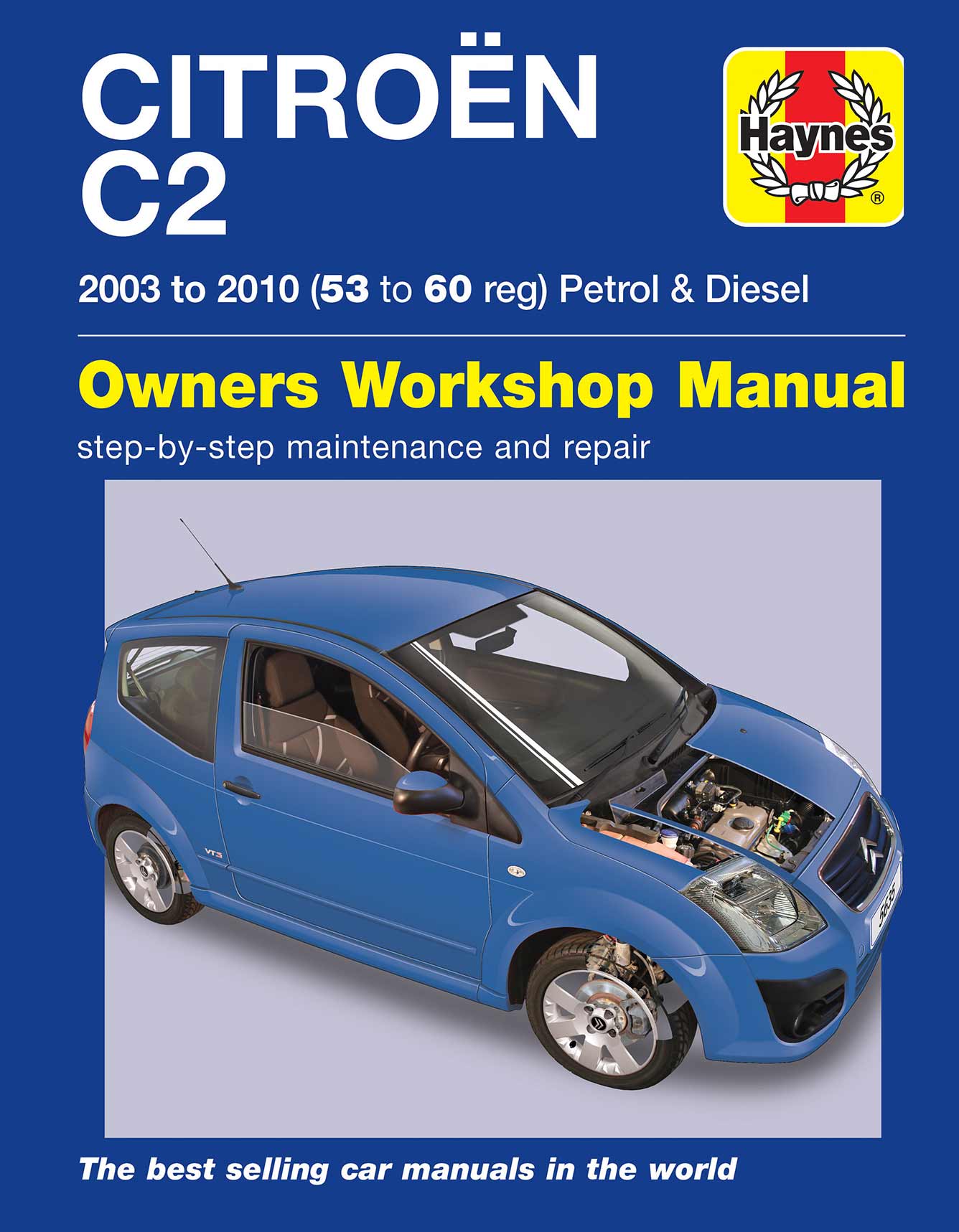 Citroen C2 Petrol & Diesel (2003-2010) Haynes Repair Manual Printed Book Front Cover