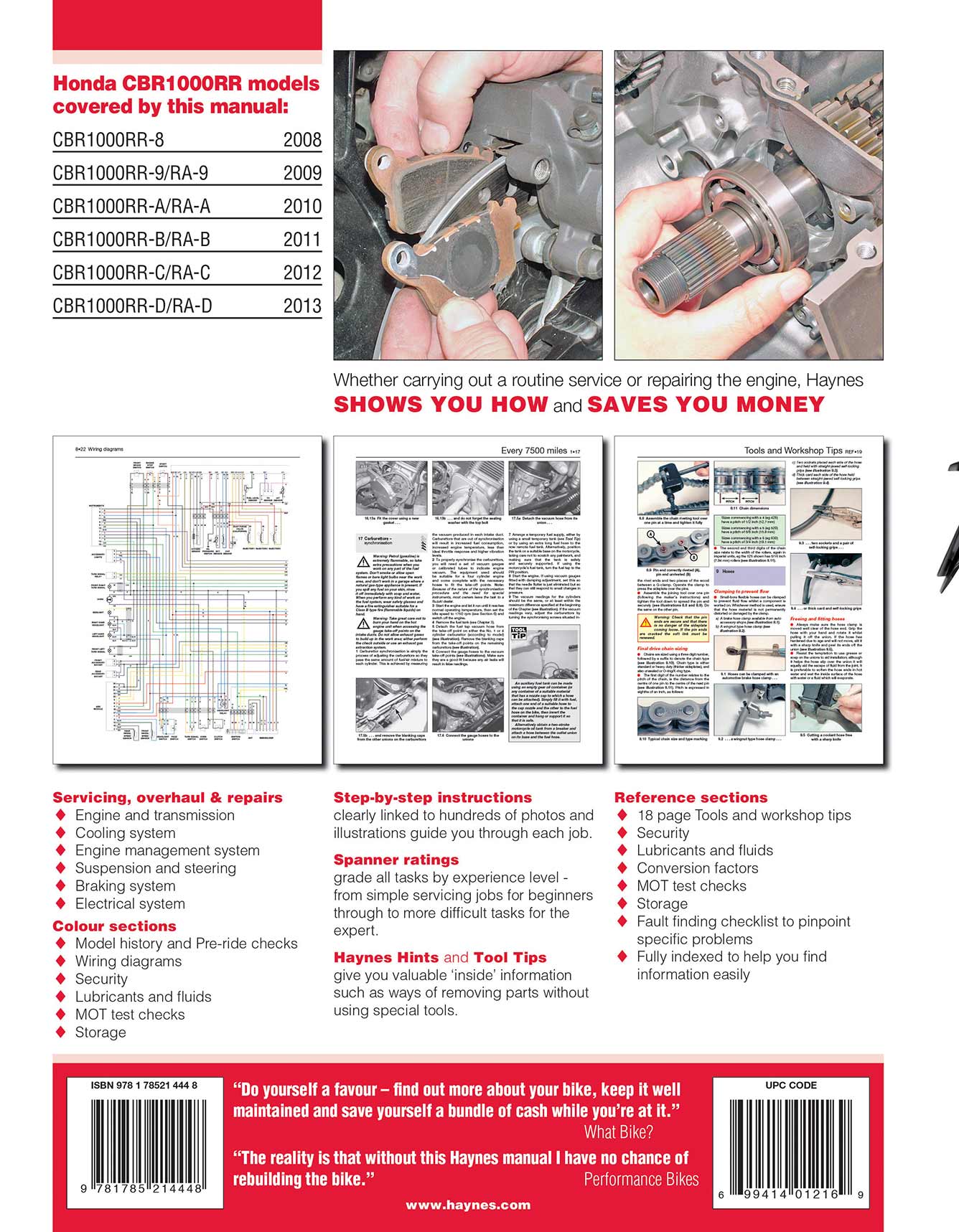 Honda CBR1000RR Fireblade (2008-2013) Haynes Repair Manual