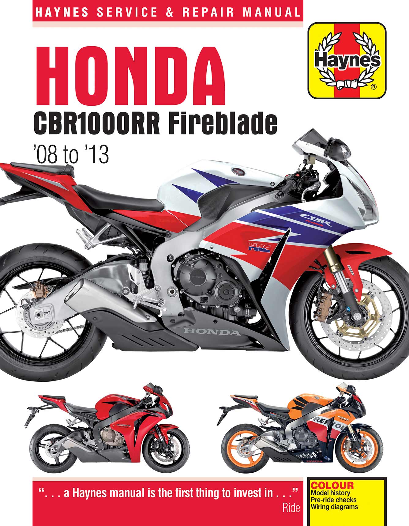 Honda CBR1000RR Fireblade (2008-2013) Haynes Repair Manual Printed Book Front Cover