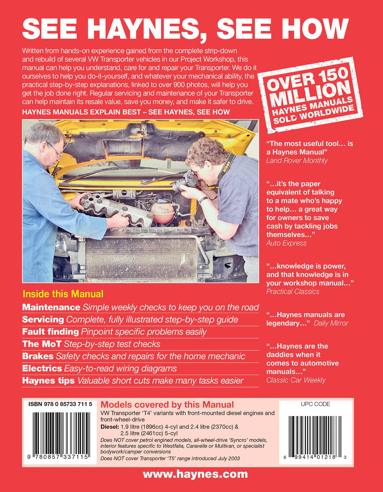 Volkswagen T4 Transporter Diesel (1990-June 2003) Haynes Repair Manual