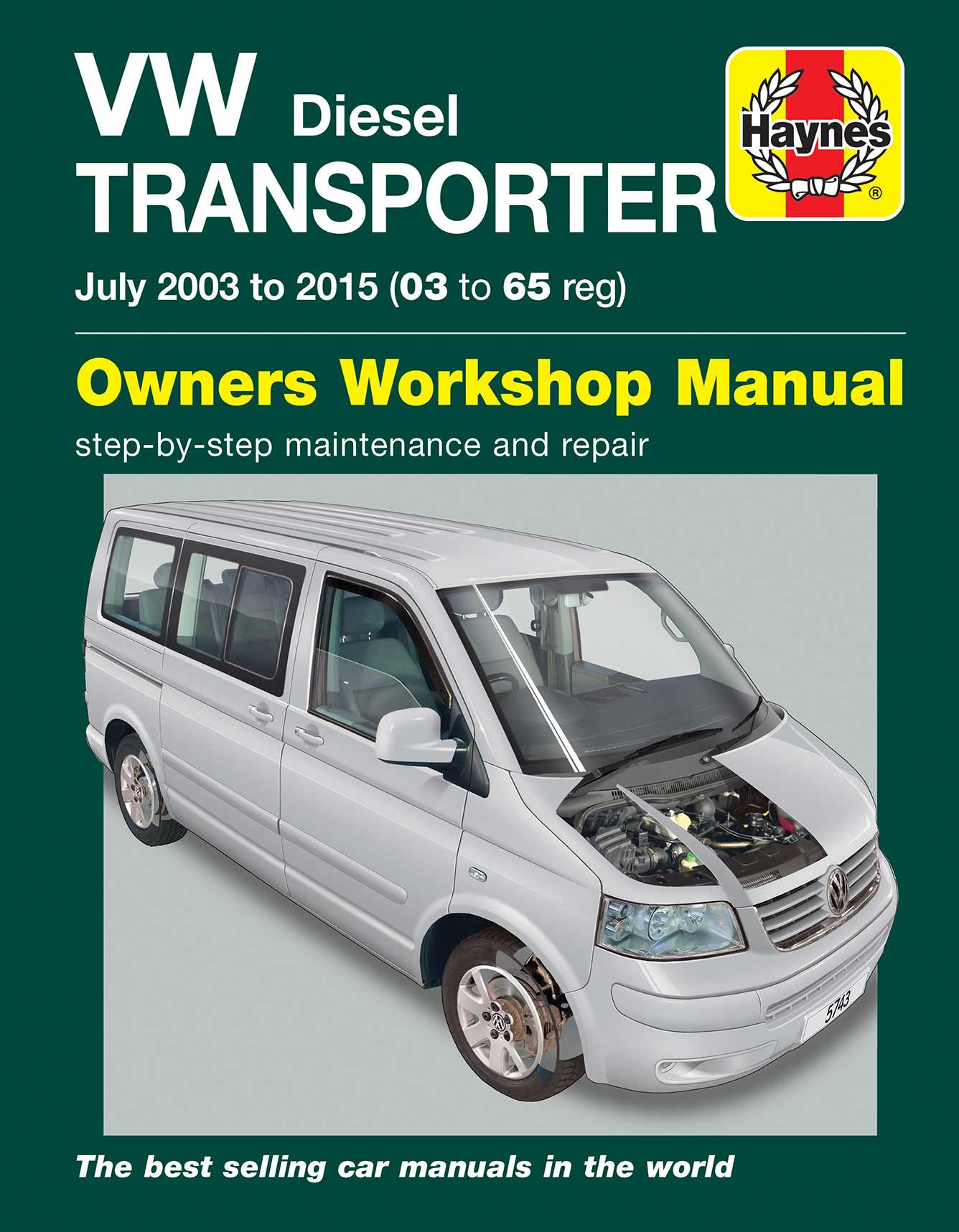 Volkswagen T5 Transporter (July 2003-2015) Haynes Repair Manual Printed Book Front Cover