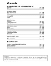 Volkswagen T5 Transporter (July 2003-2015) Haynes Repair Manual Printed Book Table of Contents