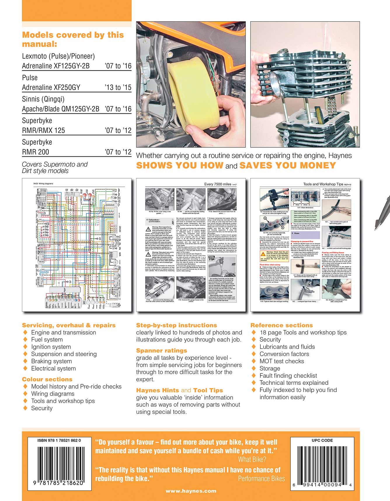 Pulse Adrenaline, Sinnis Apache, Superbyke RMR (2007-2014) Haynes Repair Manual