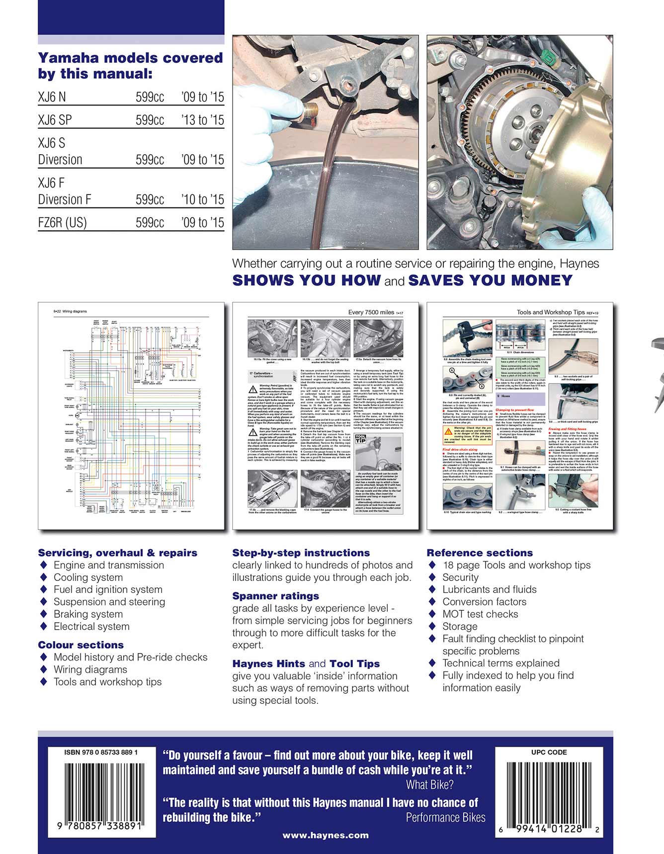 Yamaha XJ6 & FZ6R (2009-2015) Haynes Repair Manual – Haynes
