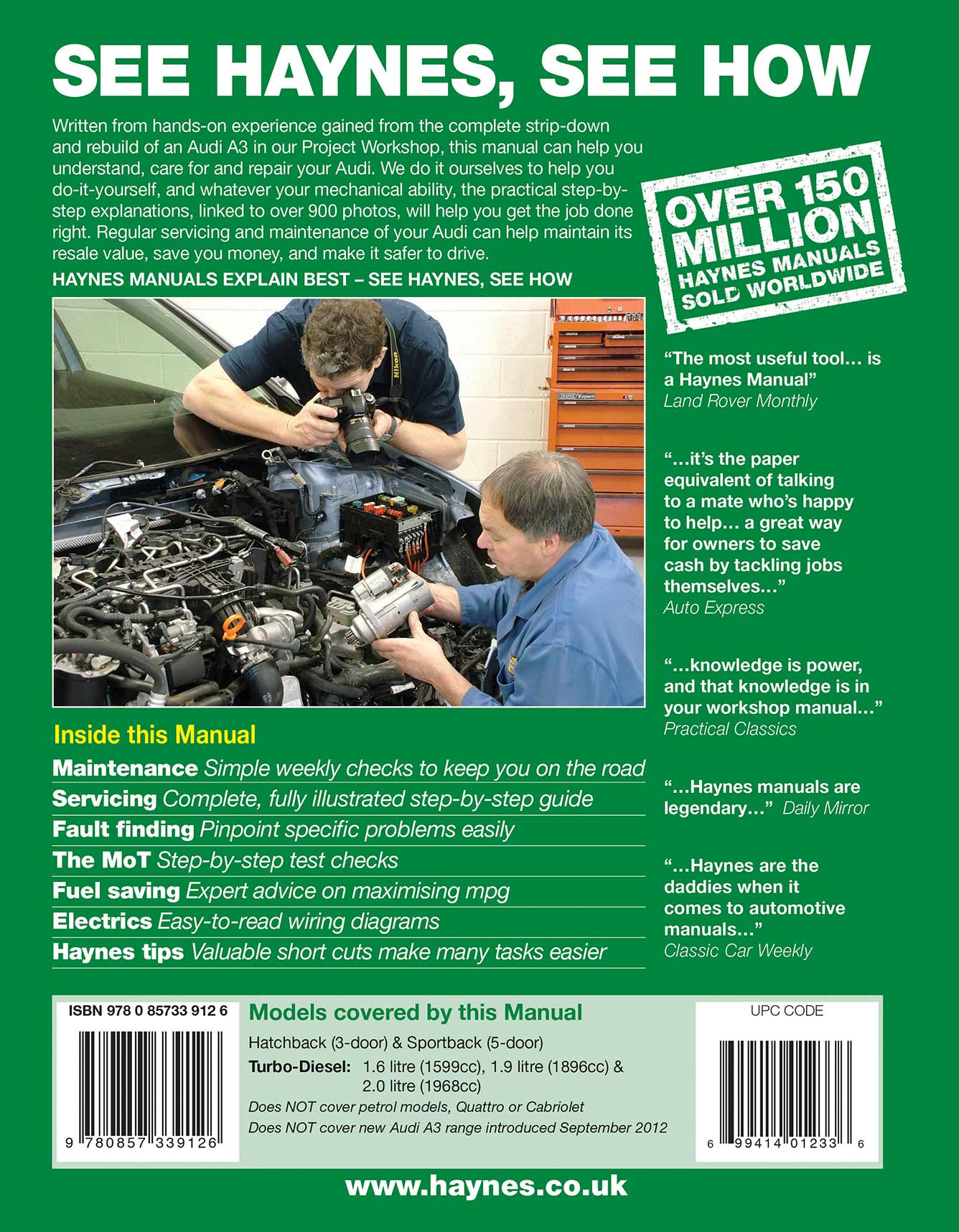 Audi A3 Diesel (Apr 2008-Sept 2012) Haynes Repair Manual
