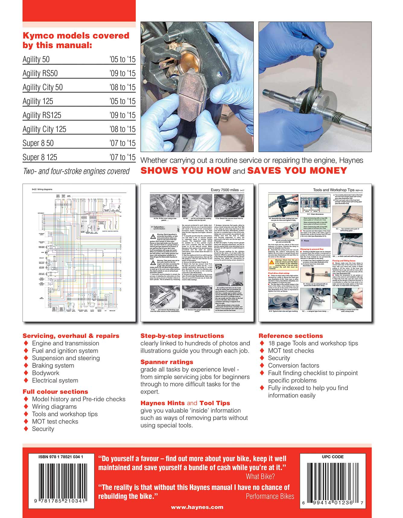 Kymco Agility (2005-2015) and Super 8 (2007-2015) Scooters Haynes Repair Manual