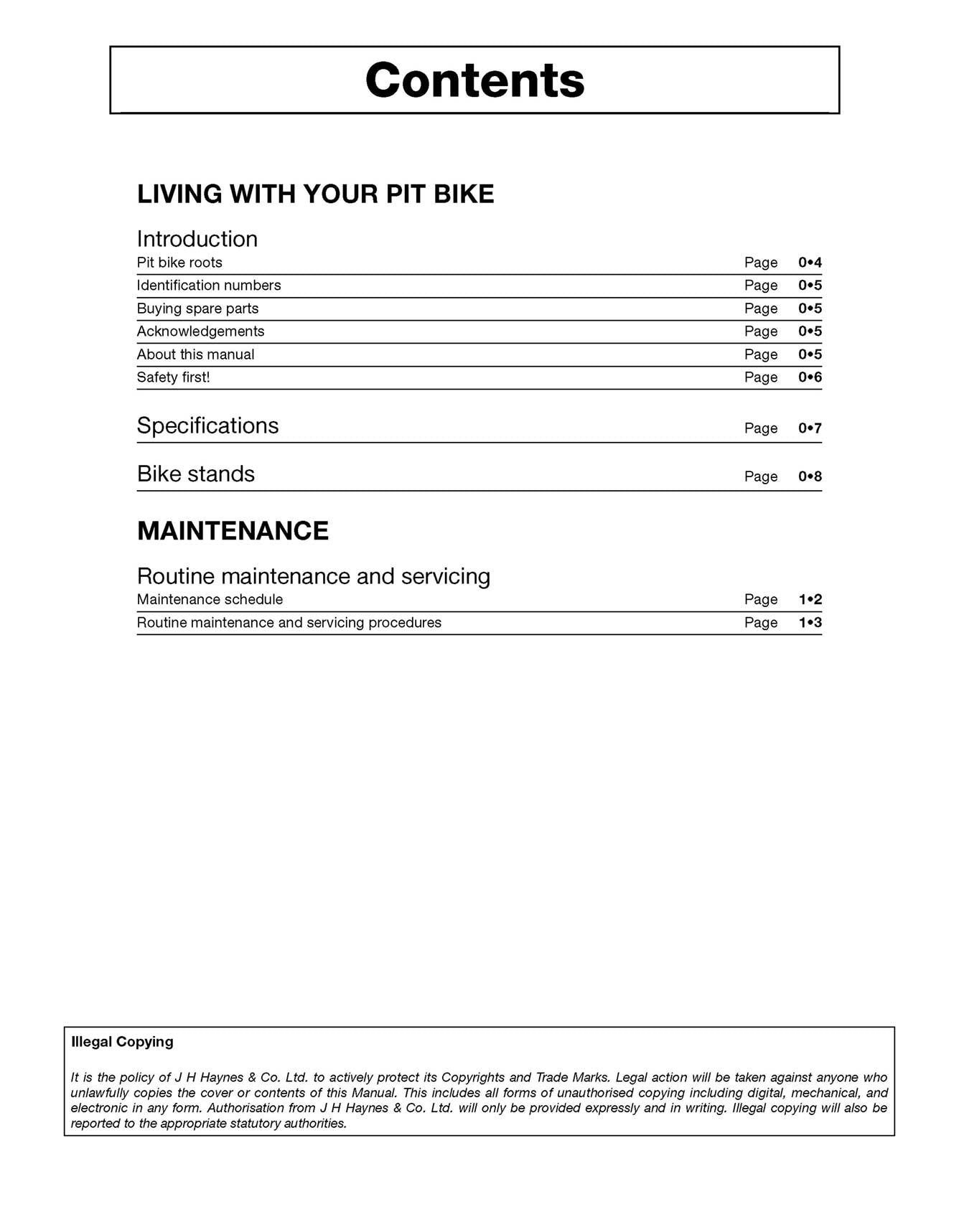 Pit Bikes Haynes Repair Manual