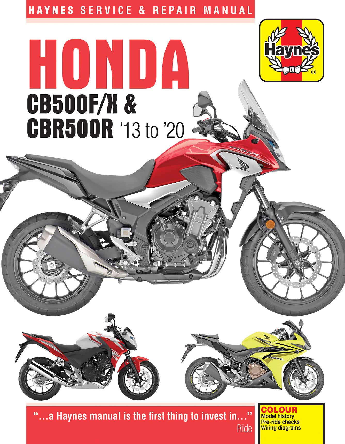 Honda CB500F/X & CBR500R (2013-2020) Haynes Repair Manual Printed Book Front Cover
