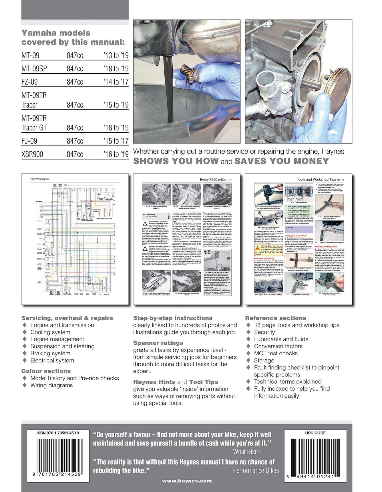 Yamaha MT-09, FZ-09, Tracer FJ-09 & XSR900 (2013-2019) Haynes Repair Manual