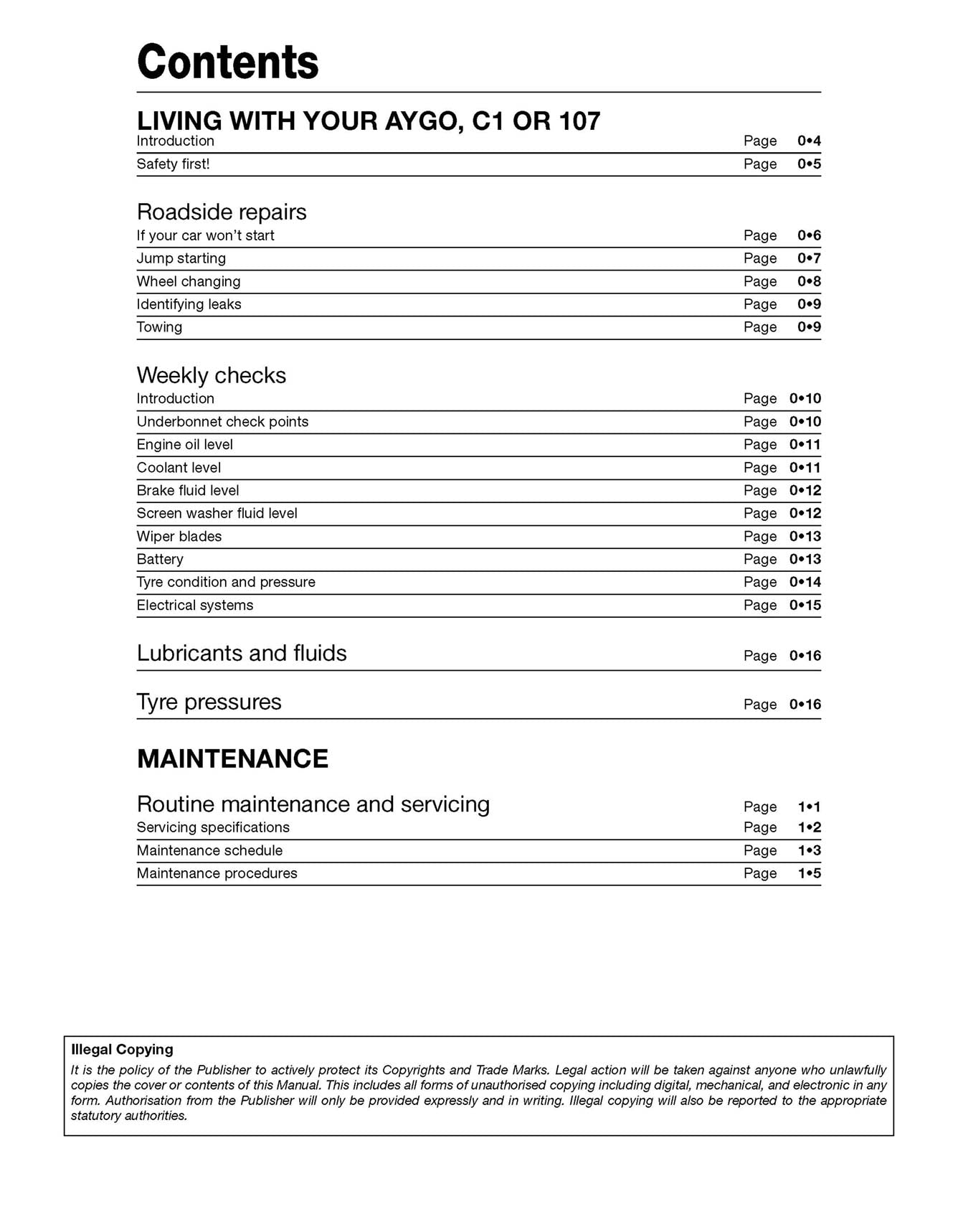 Toyota Aygo, Peugeot 107 & Citroen C1 petrol (2005-2014) Haynes Repair Manual