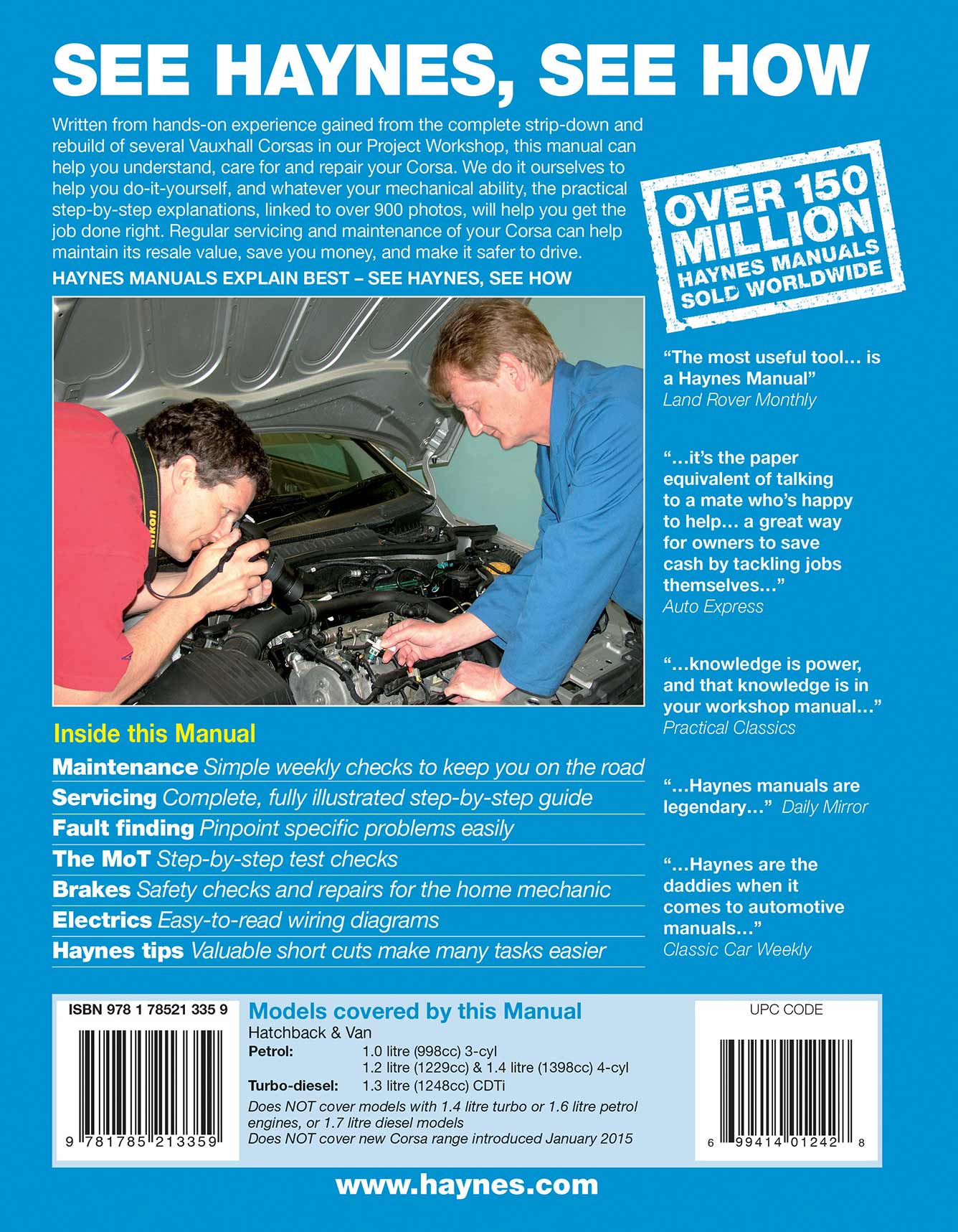 Vauxhall/Opel Corsa petrol & diesel (2011-2014) 60 to 64 Haynes Repair Manual