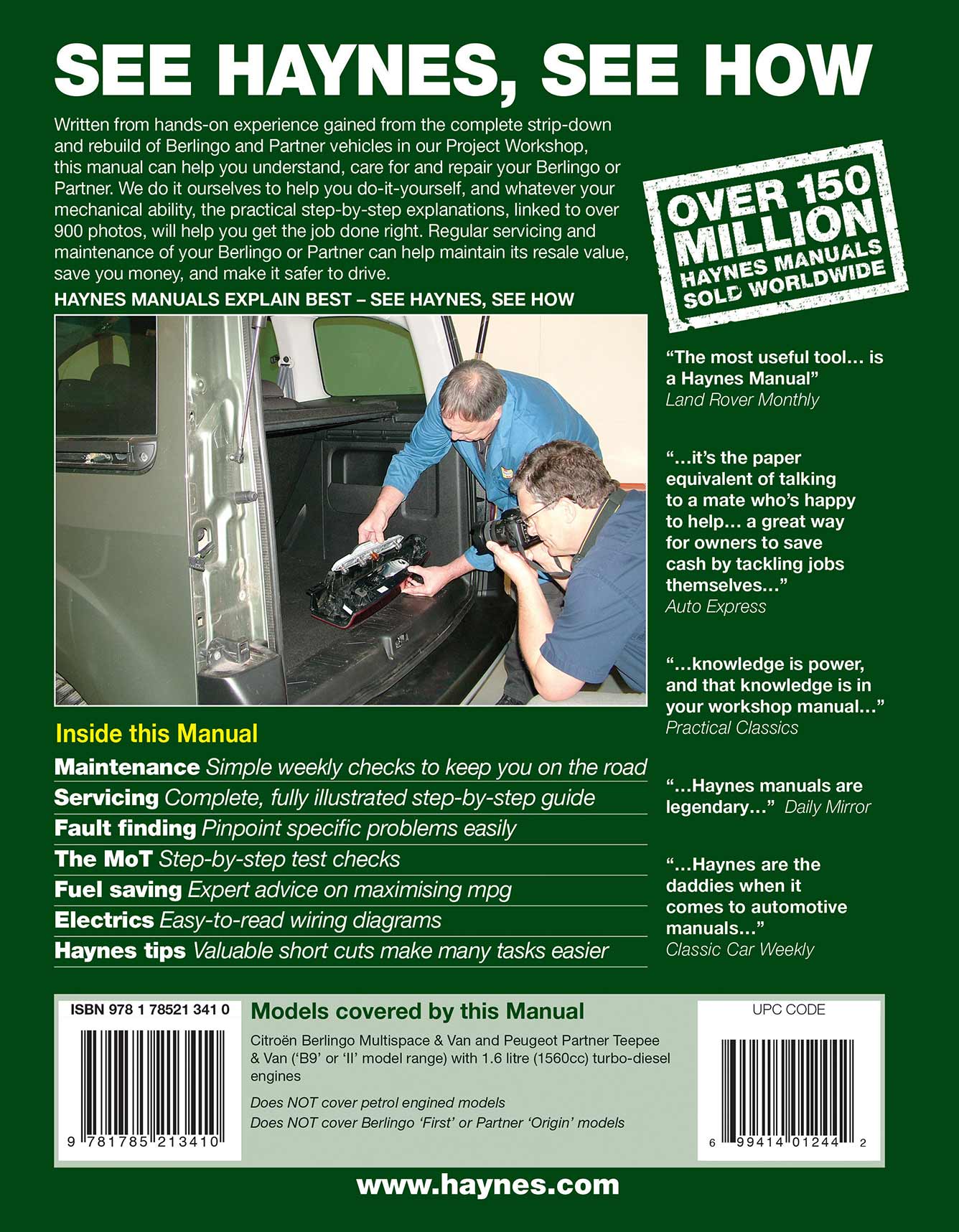 Citroen Berlingo & Peugeot Partner Diesel (June 2008-2016) 08 to 16 Haynes Repair Manual