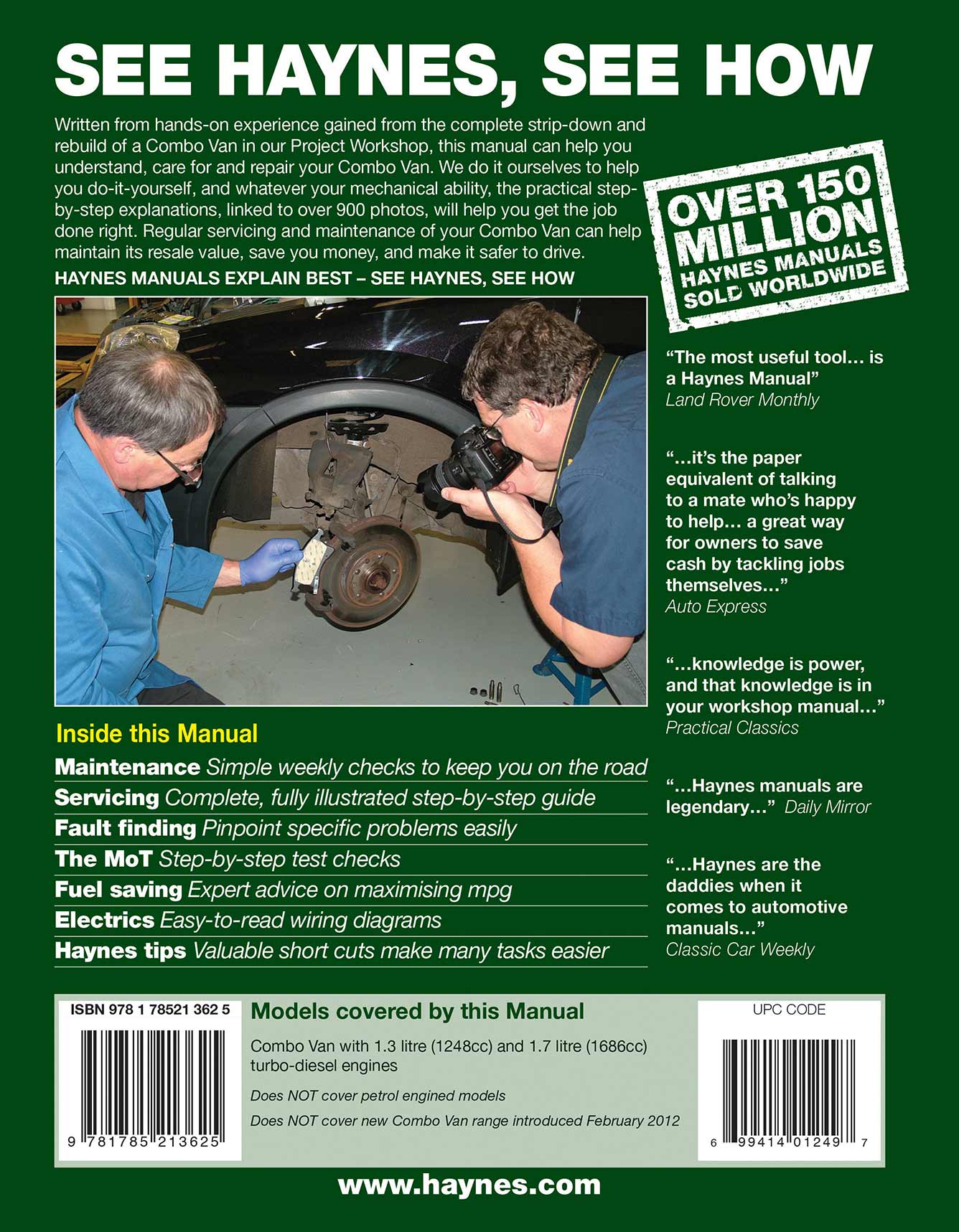 Vauxhall/Opel Combo Diesel Van (Oct 2001-Jan 2012) 51 to 61 Haynes Repair Manual