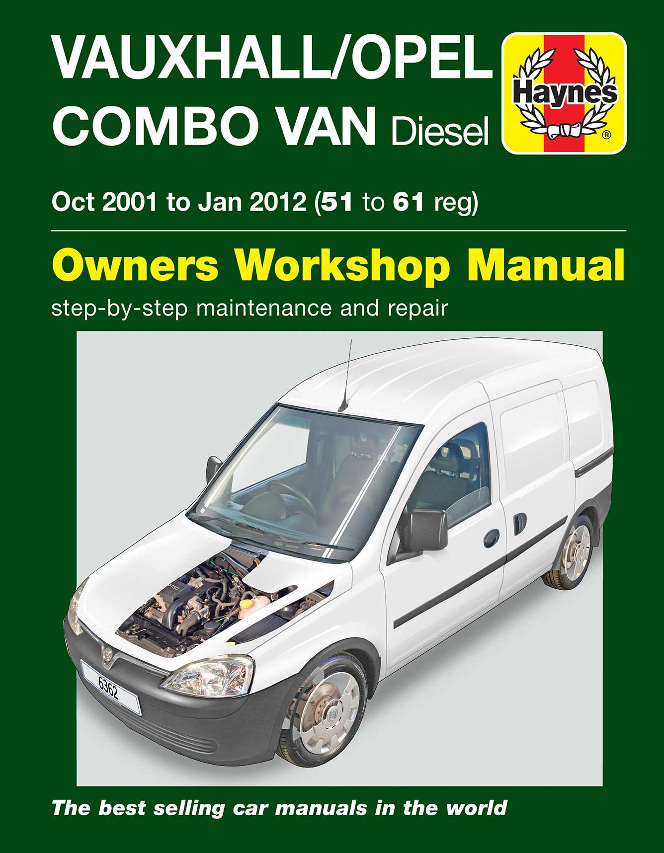 Vauxhall/Opel Combo Diesel Van (Oct 2001-Jan 2012) 51 to 61 Haynes Repair Manual Printed Book Front Cover
