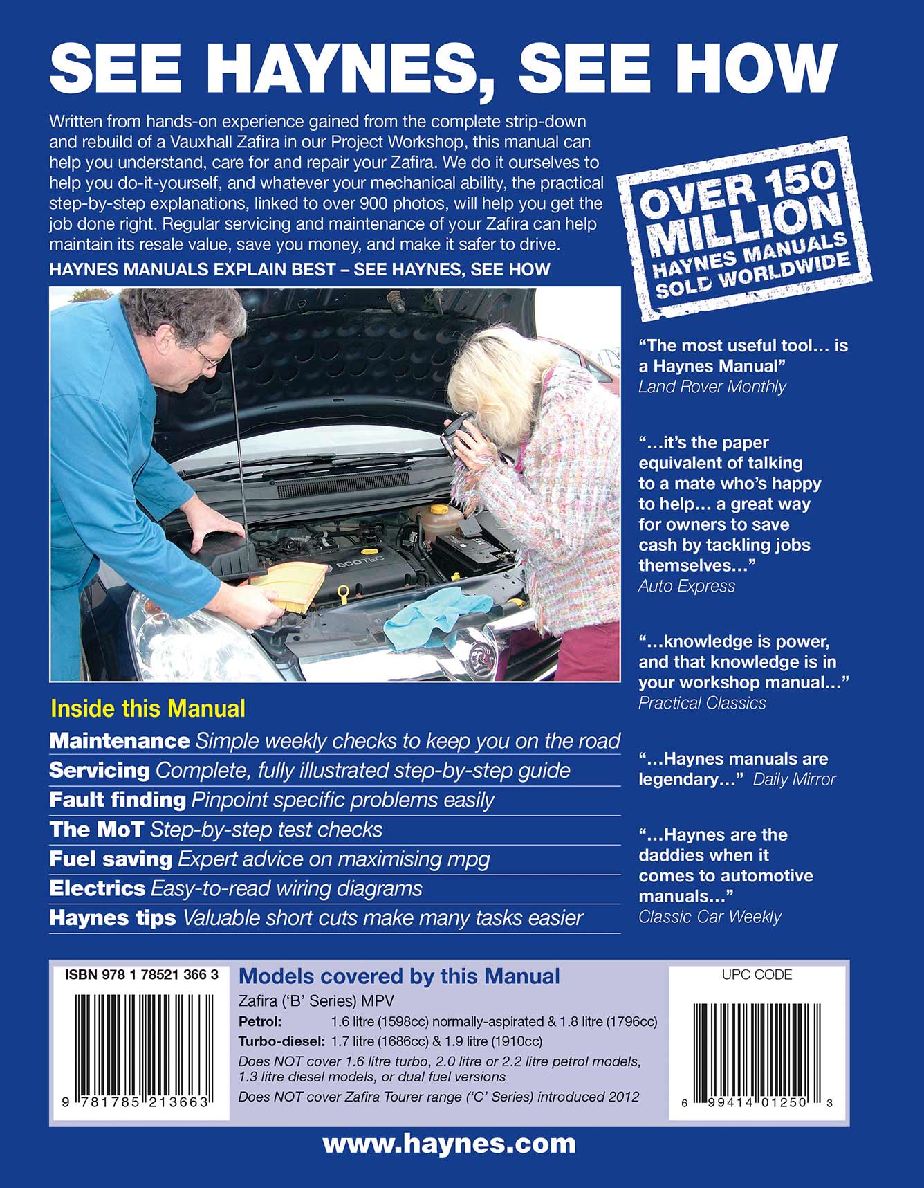 Vauxhall/Opel Zafira (Mar 2009-2014) 09 to 64 Haynes Repair Manual