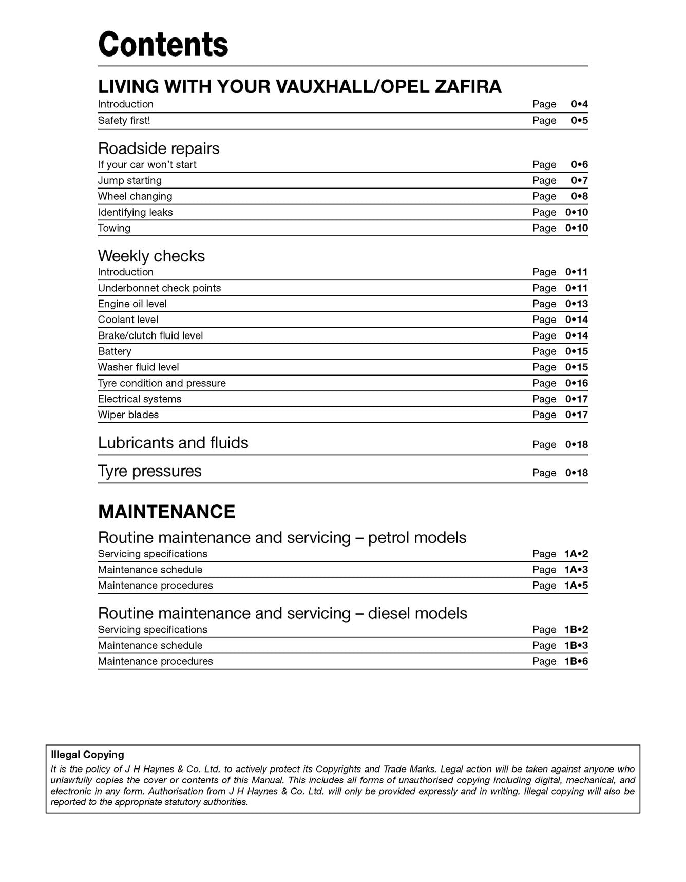 Vauxhall/Opel Zafira (Mar 2009-2014) 09 to 64 Haynes Repair Manual