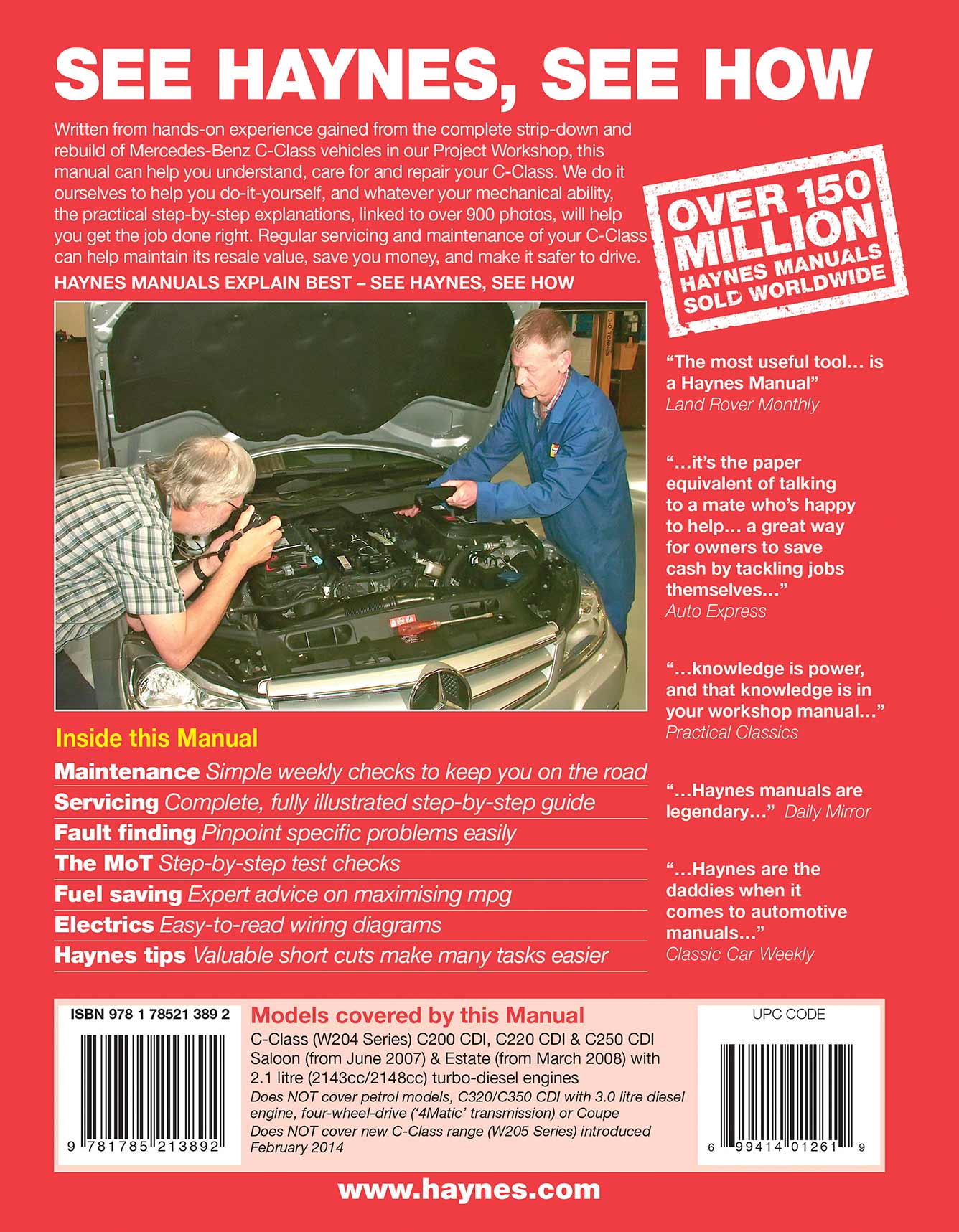 Mercedes-Benz C-Class Diesel (Jun 2007-Feb 2014) 07 to 63 Haynes Repair Manual