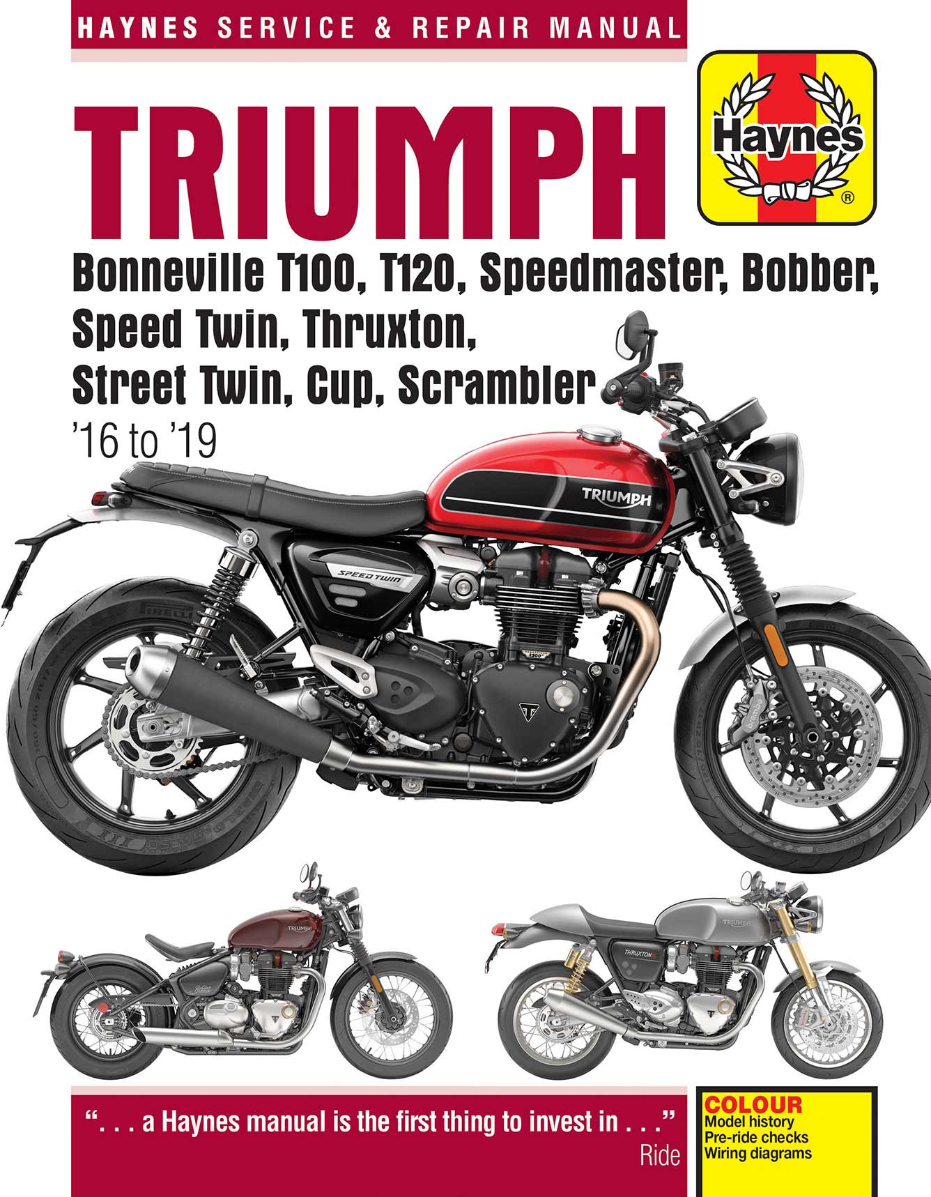Triumph Bonneville T100, T120, Bobber, Thruxton, Street Twin, Cup & Scrambler (2016-2019) Haynes Repair Manual