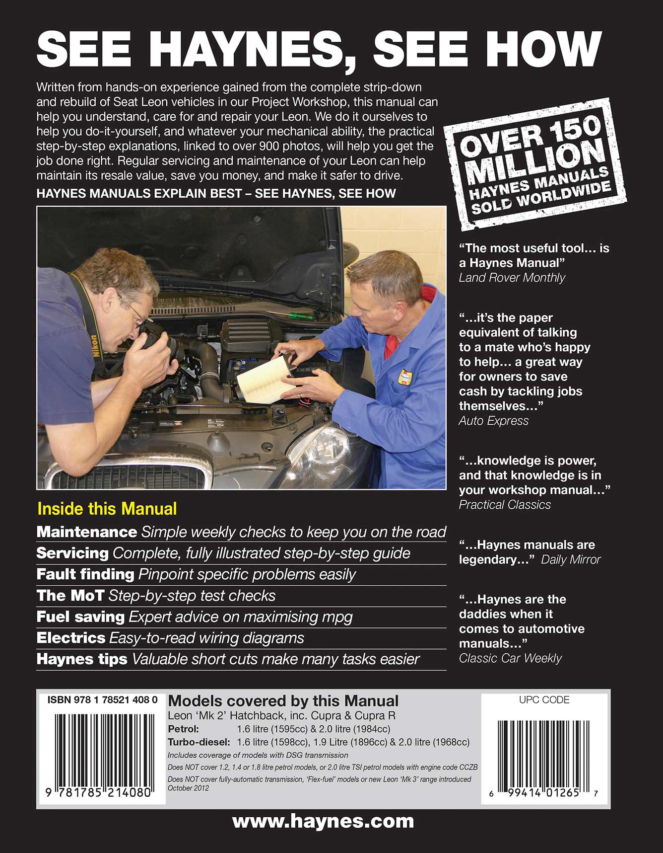 Seat Leon (Sept 2005-Sept 2012) 55 to 62 Haynes Repair Manual