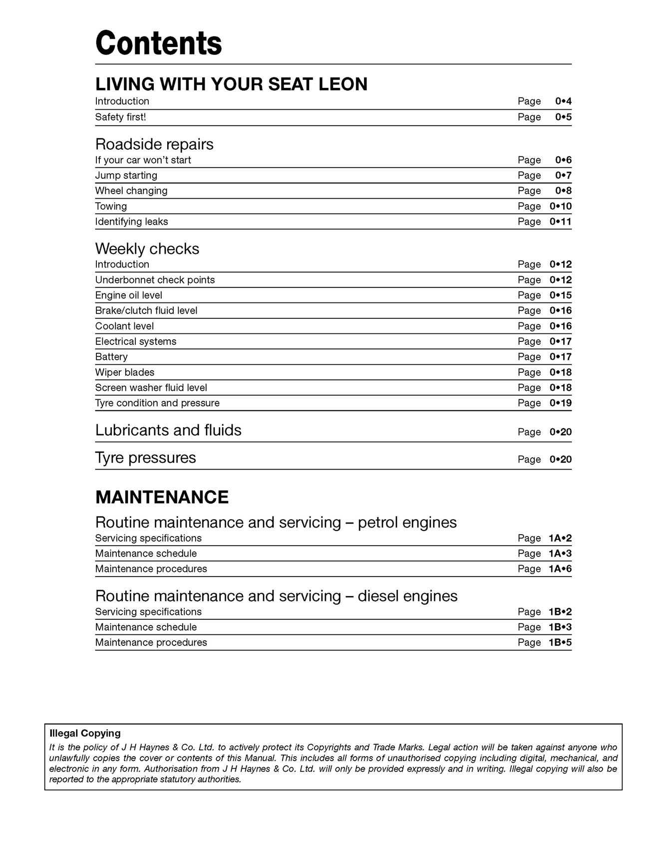 Seat Leon (Sept 2005-Sept 2012) 55 to 62 Haynes Repair Manual