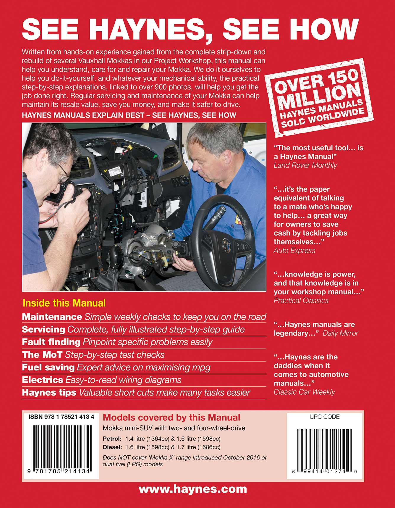 Vauxhall/Opel Mokka Petrol & Diesel (2012-Sept 2016) 62 to 66 Haynes Repair Manual