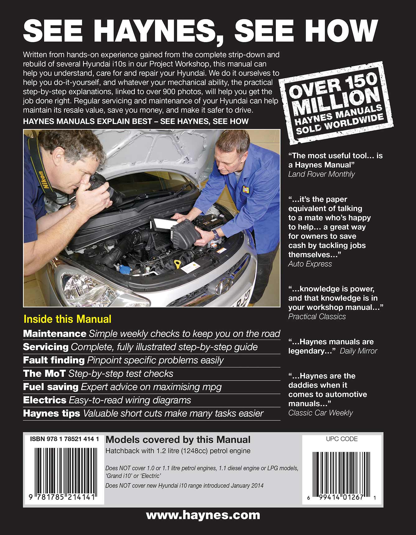 Hyundai i10 (2008-2013) 58 to 63 Petrol Haynes Repair Manual