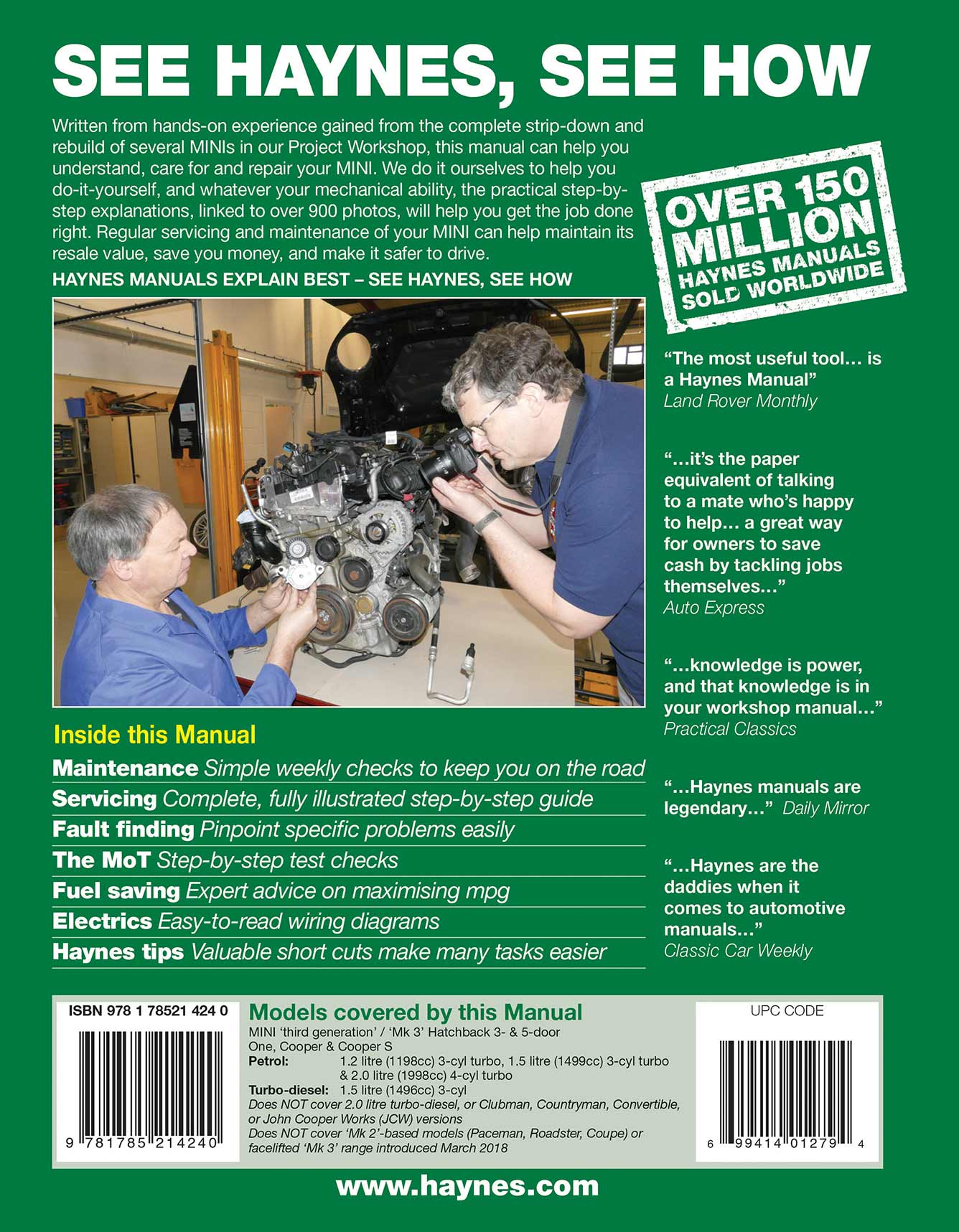 Mini Petrol & Diesel (March 2014-2018) Haynes Repair Manual