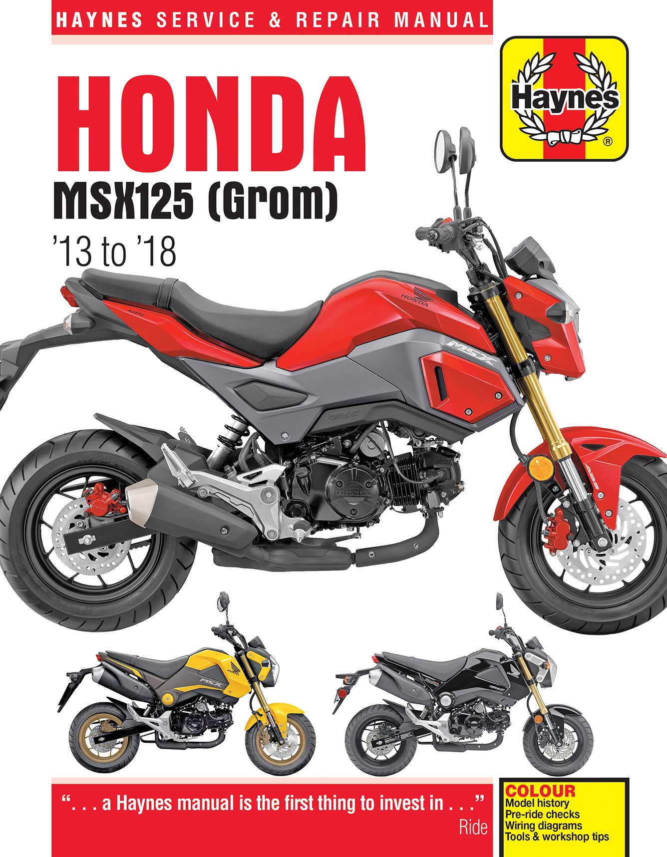 Honda MSX125 (Grom) (2013-2018) Haynes Repair Manual Printed Book Front Cover