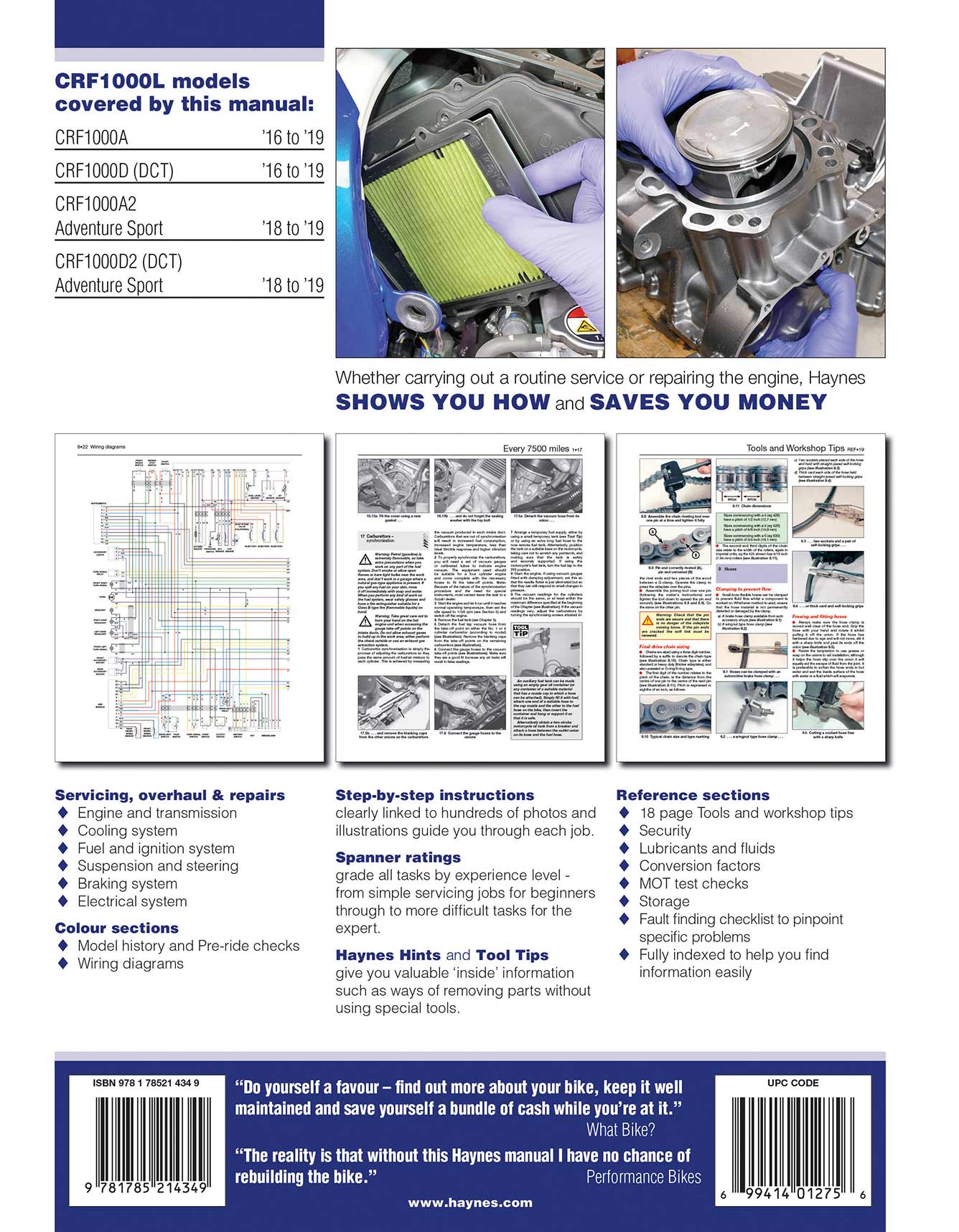 HONDA CRF1000L Africa Twin サービスマニュアル Honda CRF1000 Africa Twin (2016-2019) Haynes Repair Manual