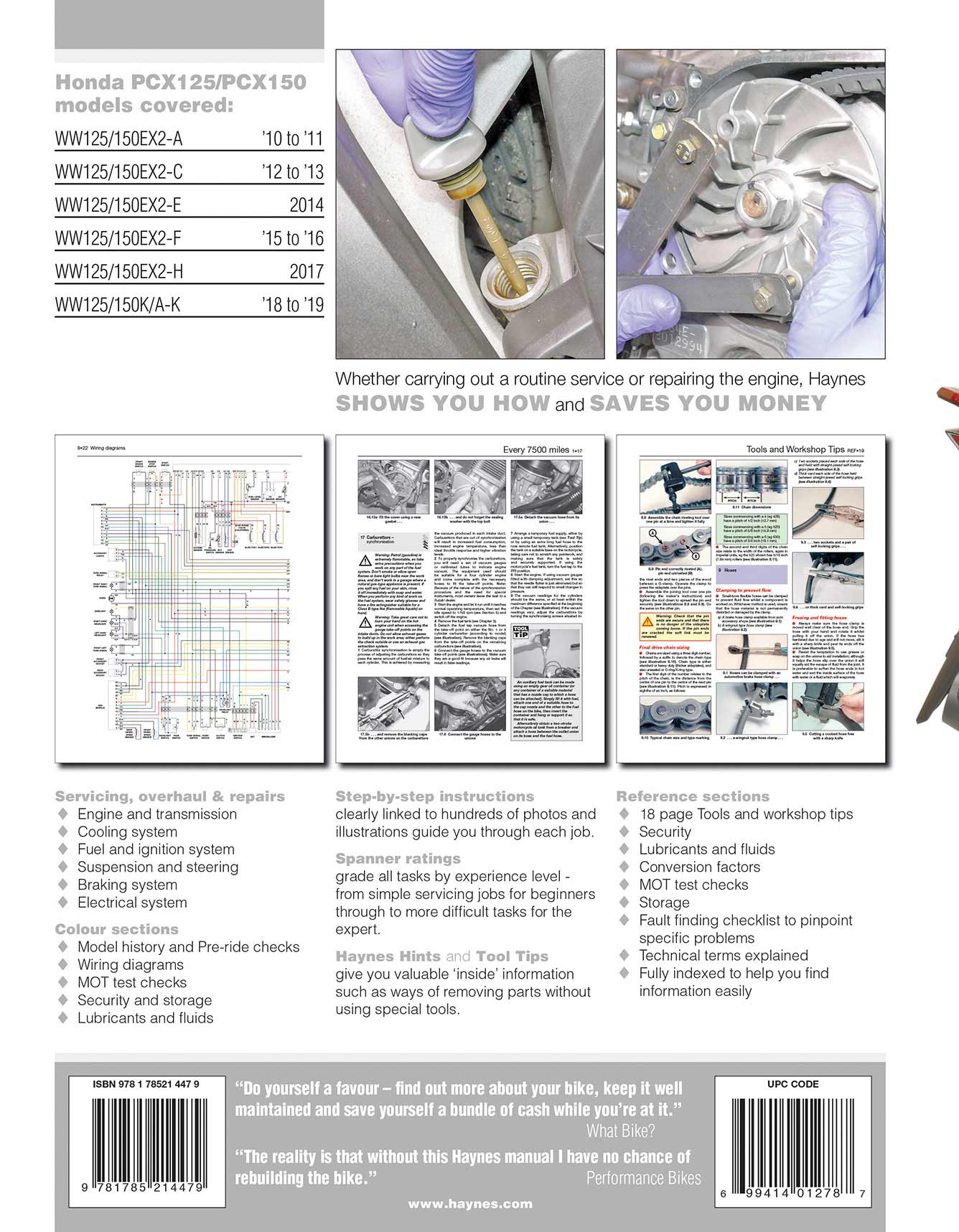 Honda PCX125 & 150 Scooters (2010-2019) Haynes Repair Manual