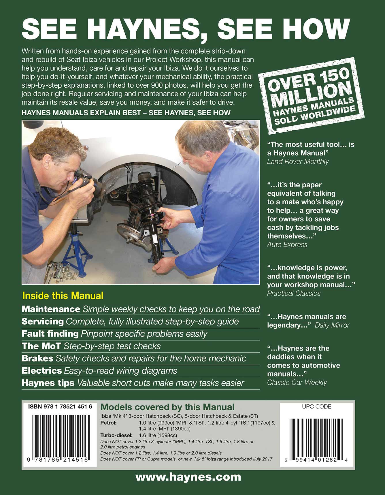 Seat Ibiza May 2008-June 2017 Haynes Repair Manual